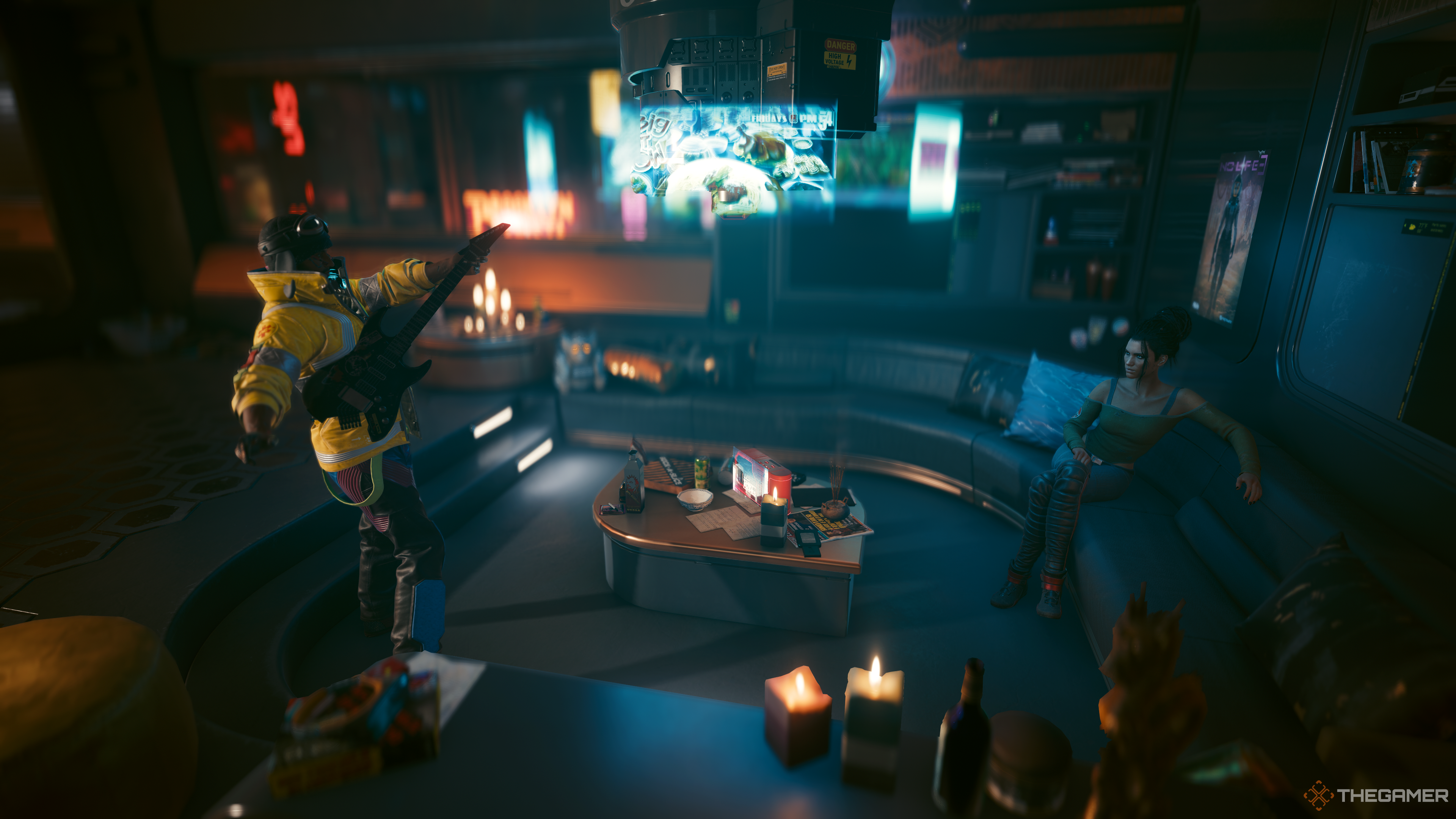 V Serenading Panam in V's Apartment in Cyberpunk 2077.