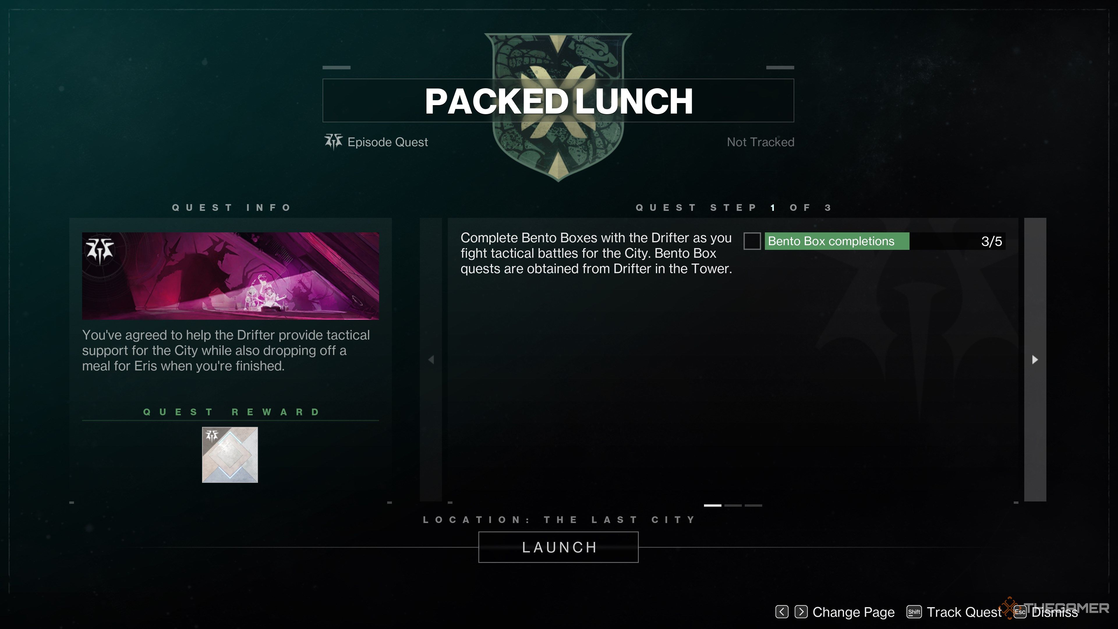 Destiny 2 Packed Lunch Quest