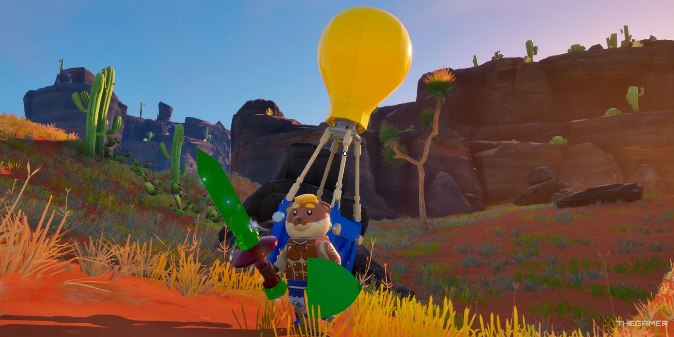 Doughberman in front of a Supply Drop in Lego Fortnite Odyssey.