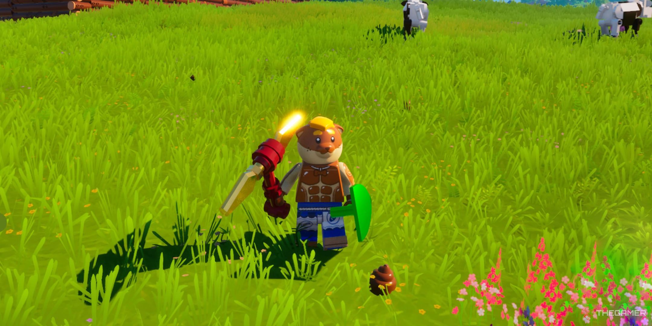 Doughberman near some Fertilizer in Lego Fortnite Odyssey.