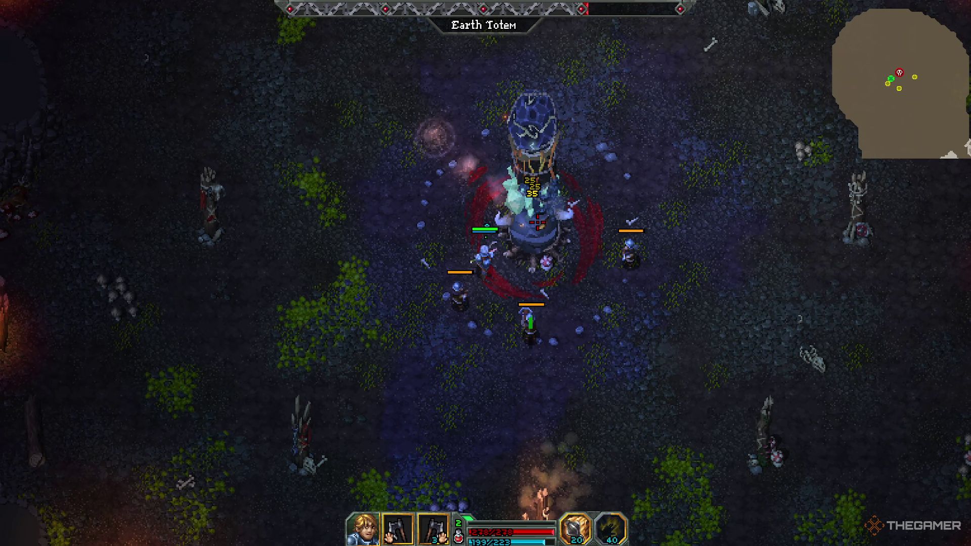 The Earth Totem sending out rocks in Heroes of Hammerwatch 2.