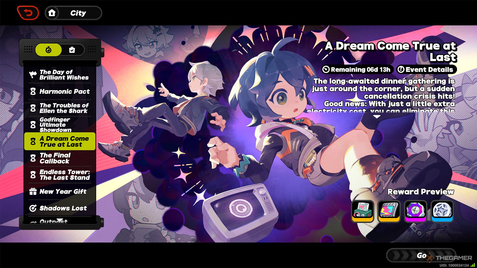 The top page for the A Dream Come True At Last event in Zenless Zone Zero.