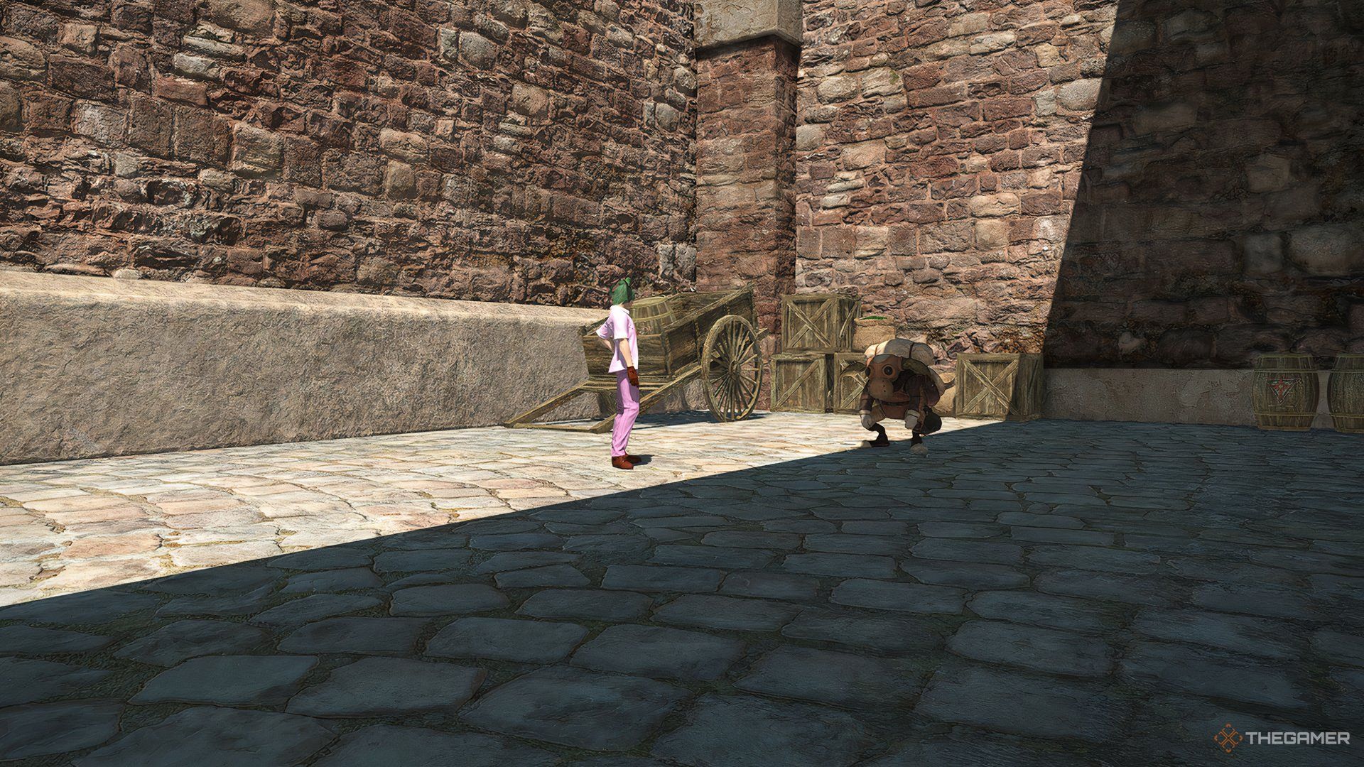 The Peculiar Goblin at Jeuno in Final Fantasy 14.