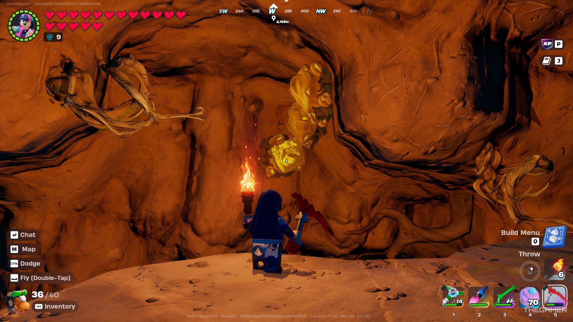 Finding Rough Amber Clusters Inside Grasslands Cave In Lego Fortnite Odyssey.