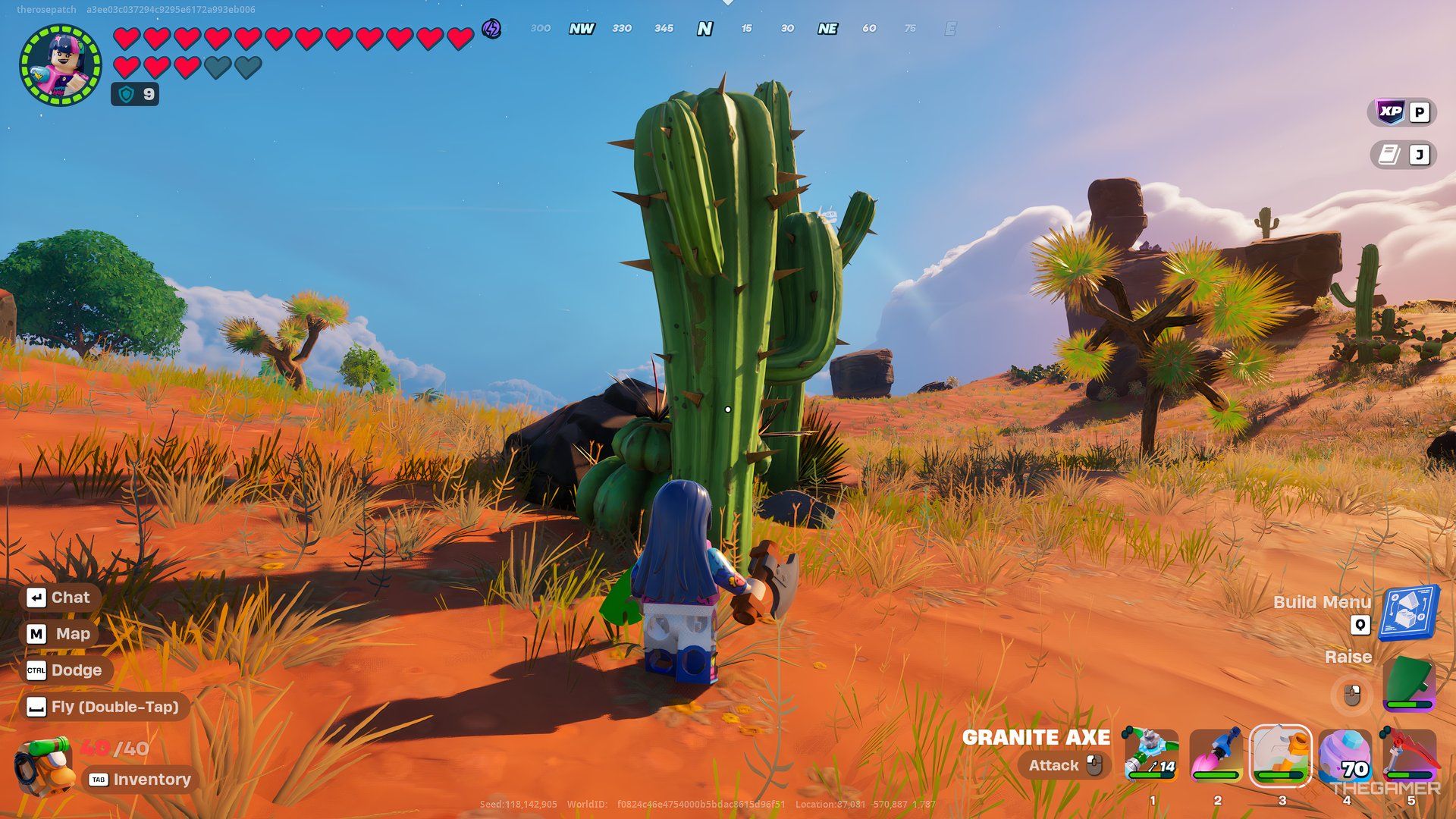 Standing In Front Of A Cactus To Get Flexwood In Lego Fortnite Odyssey.