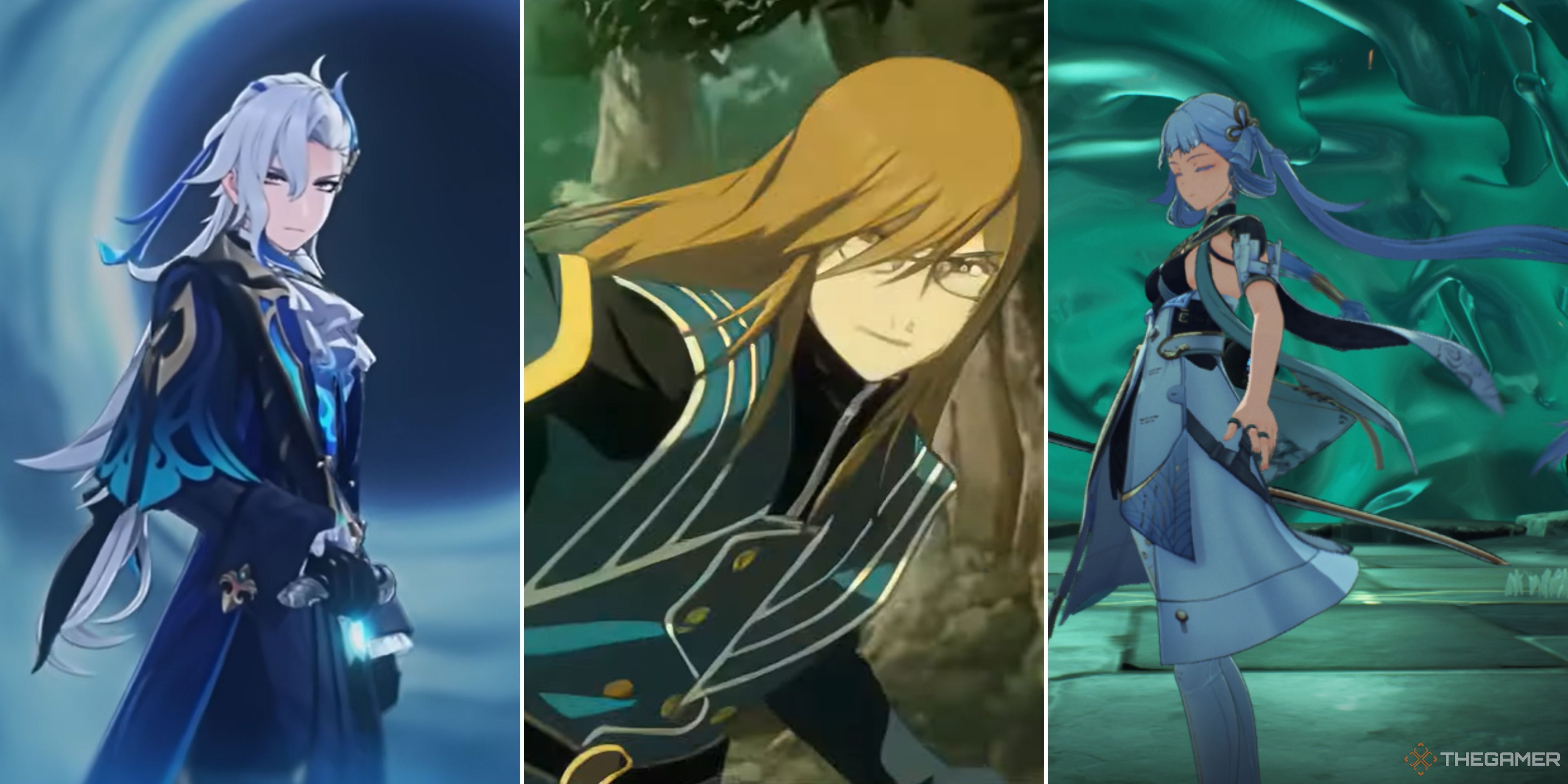 From left to right there is Neuvillette from Genshin Impact, Jinshi from Wuthering Waves, and Jade from Tales of the Abyss..