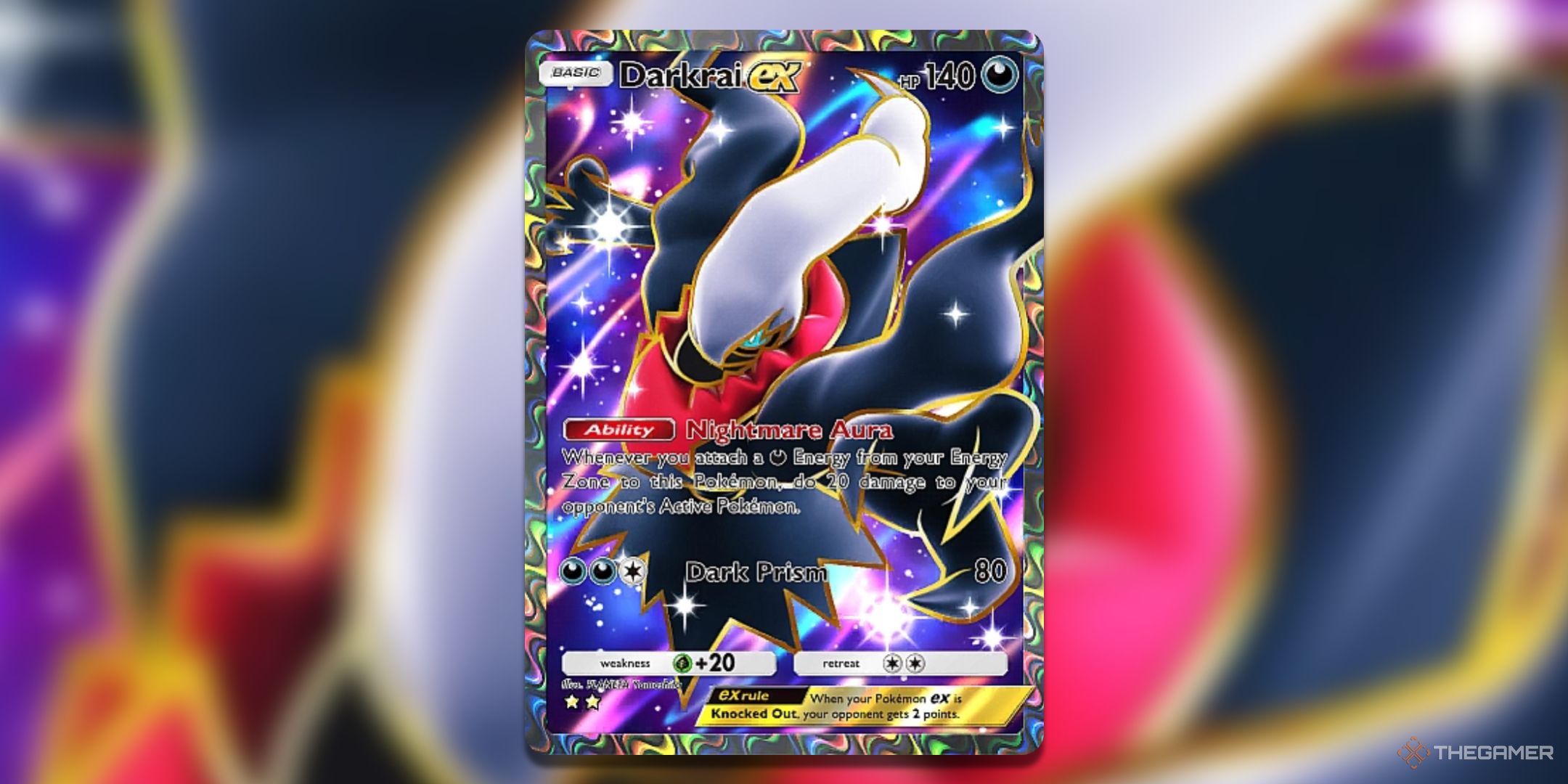 Full art Darkrai ex Pokemon TCG Pocket Space Time Smackdown Card Art.