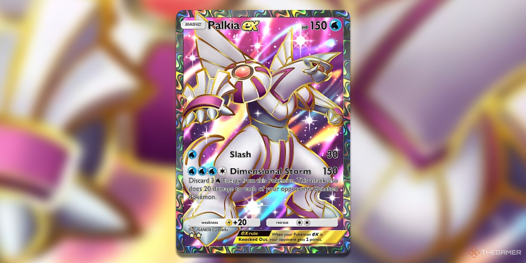 Full Art Palkia ex Pokemon TCG Pocket Space Time Smackdown Card Art.