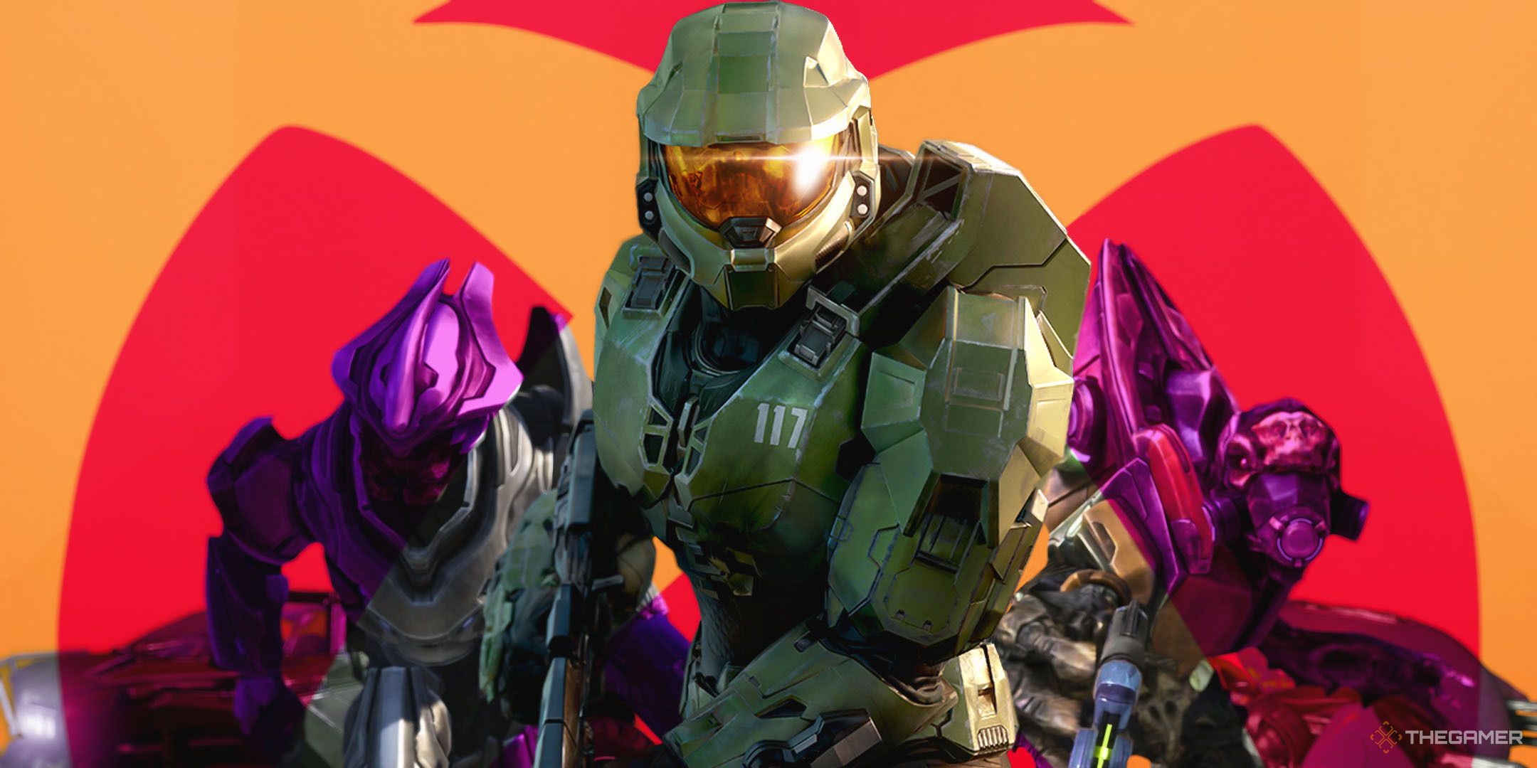 Master Chief and other Halo characters with the Xbox logo in the background.