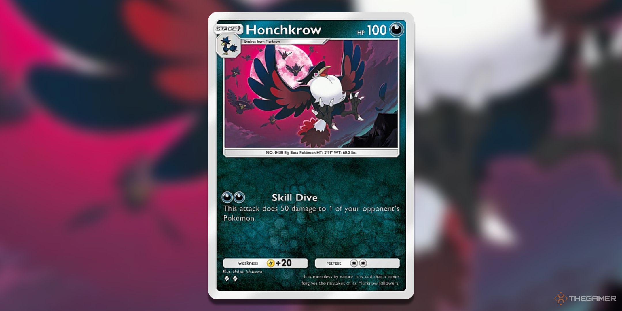 Honchkrow Pokemon TCG Pocket Space Time Smackdown Card Art.