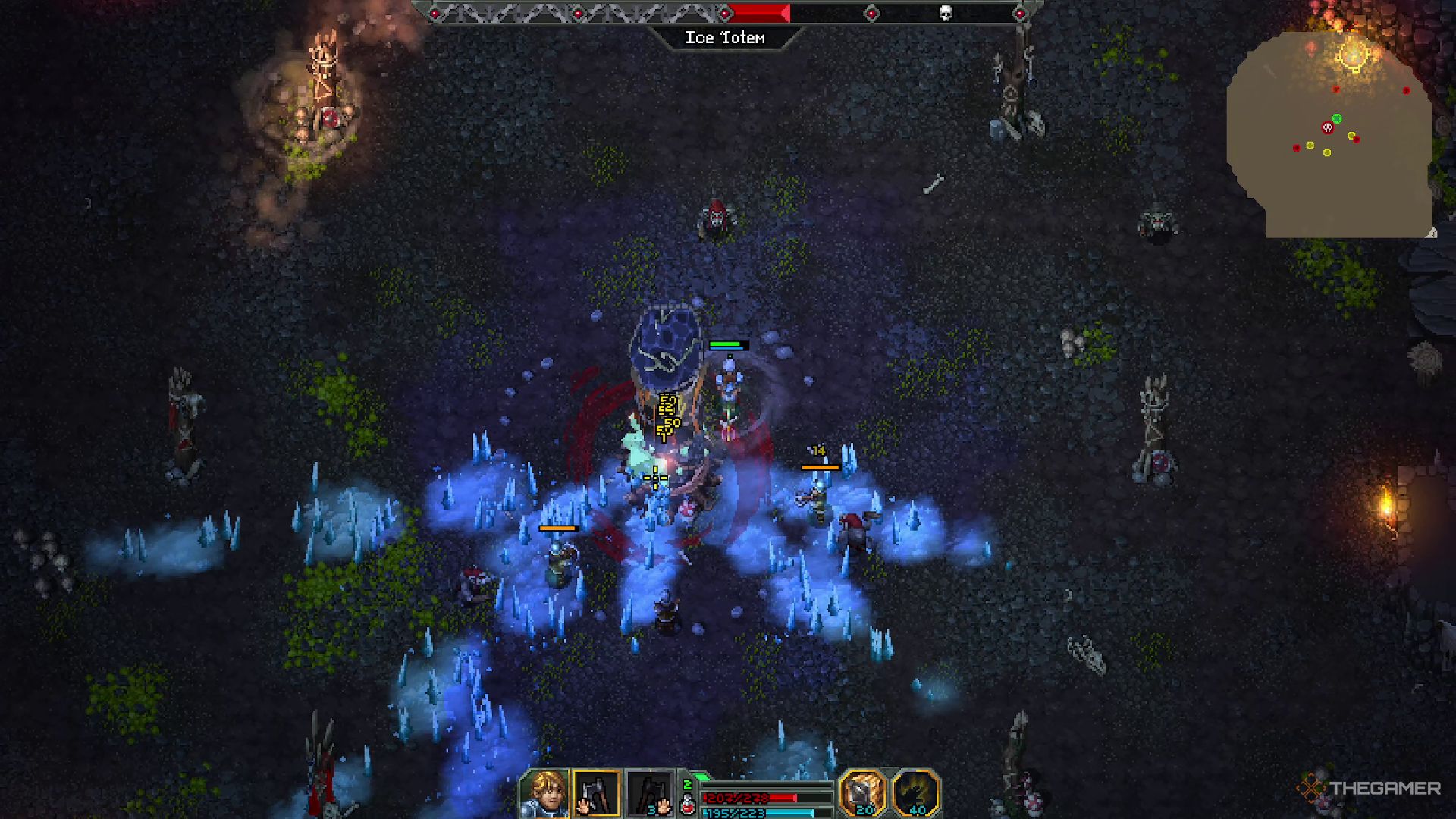 The Ice Totem creating waves of ice on the ground in Heroes of Hammerwatch 2.