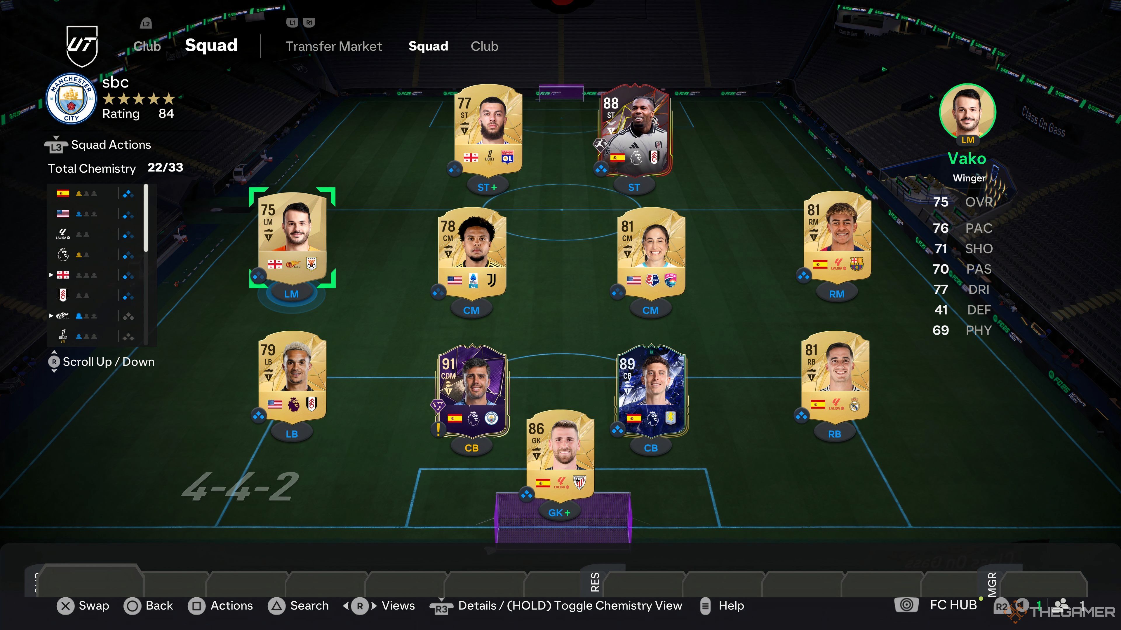 تصویری از ترکیب بازی در EA Sports FC 25.  