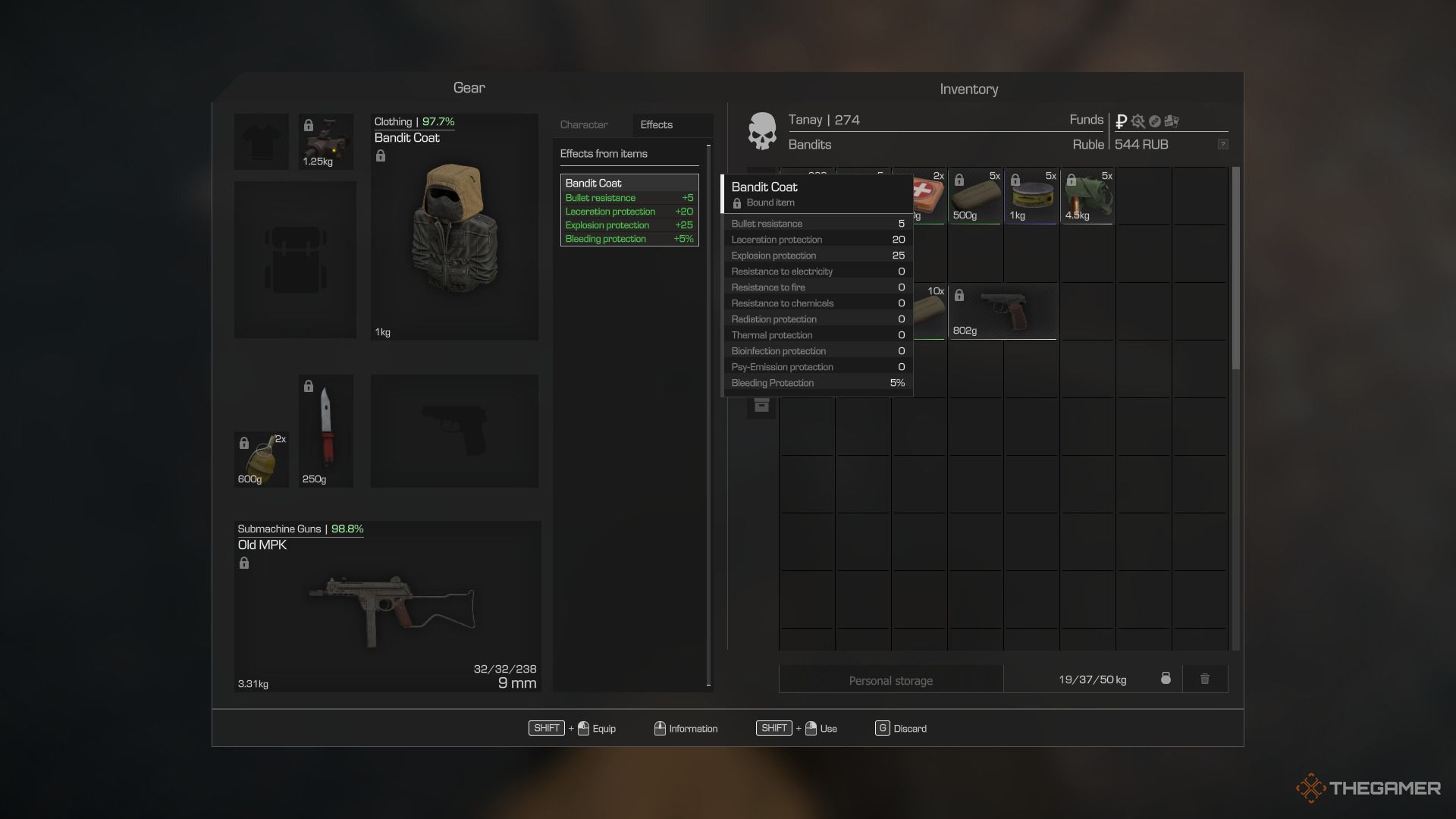 Managing equipment in Stalcraft: X.