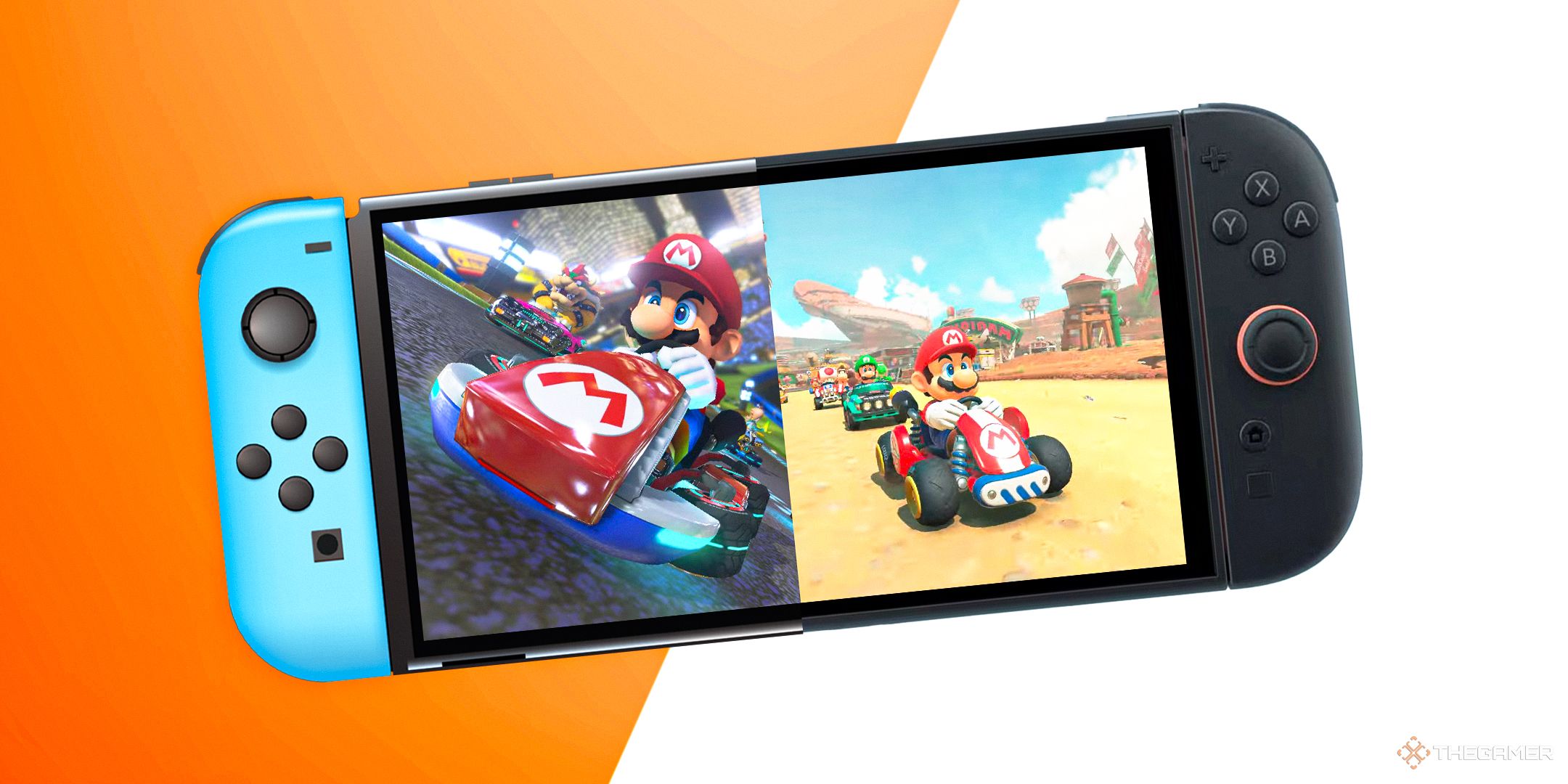 NEWS Switch and Switch 2 playing Mario Kart 8 and the new Mario Kart game.