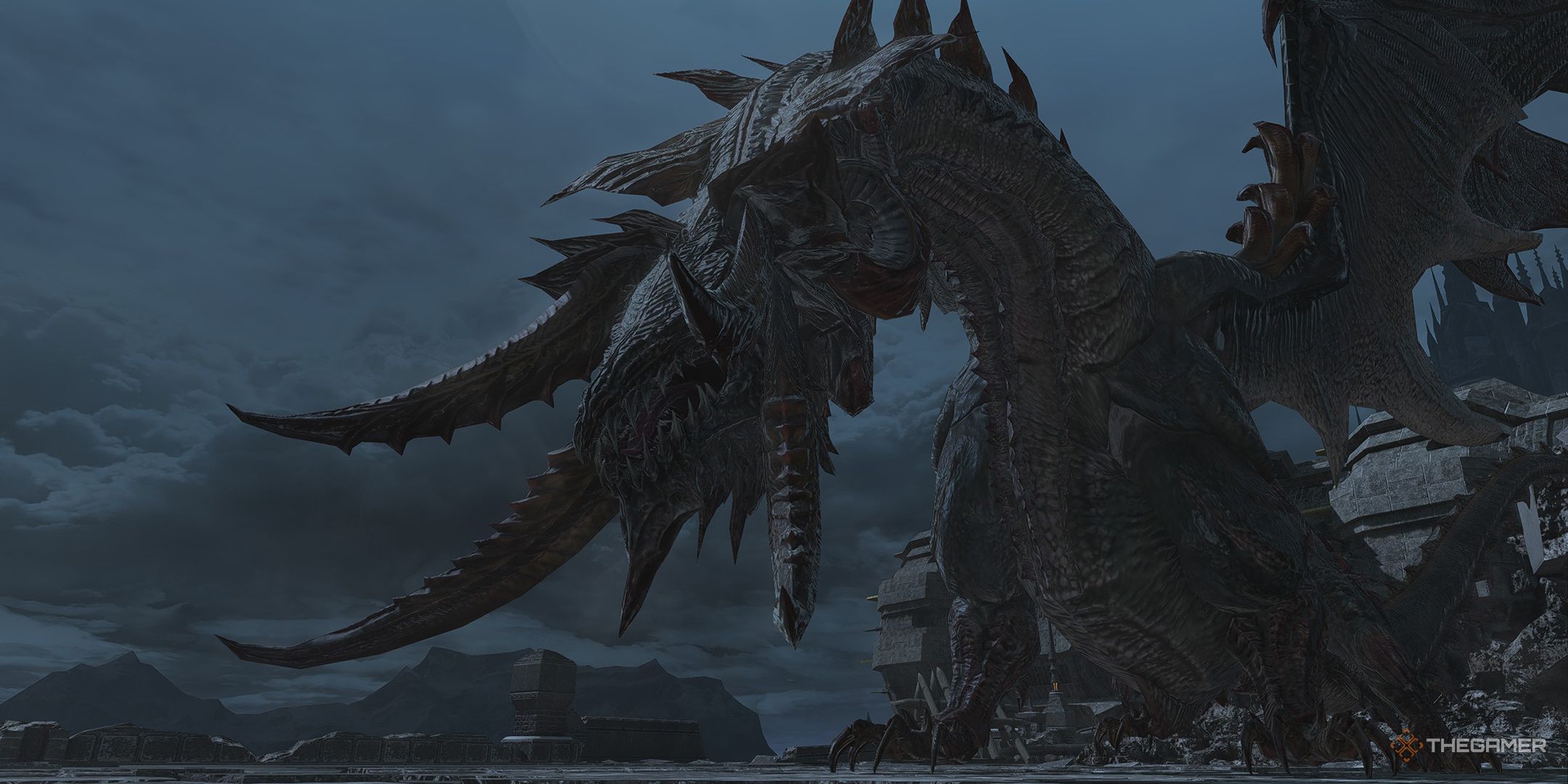 Nidhogg during the opening cutscene for the Final Steps of Faith Trial in Final Fantasy 14.