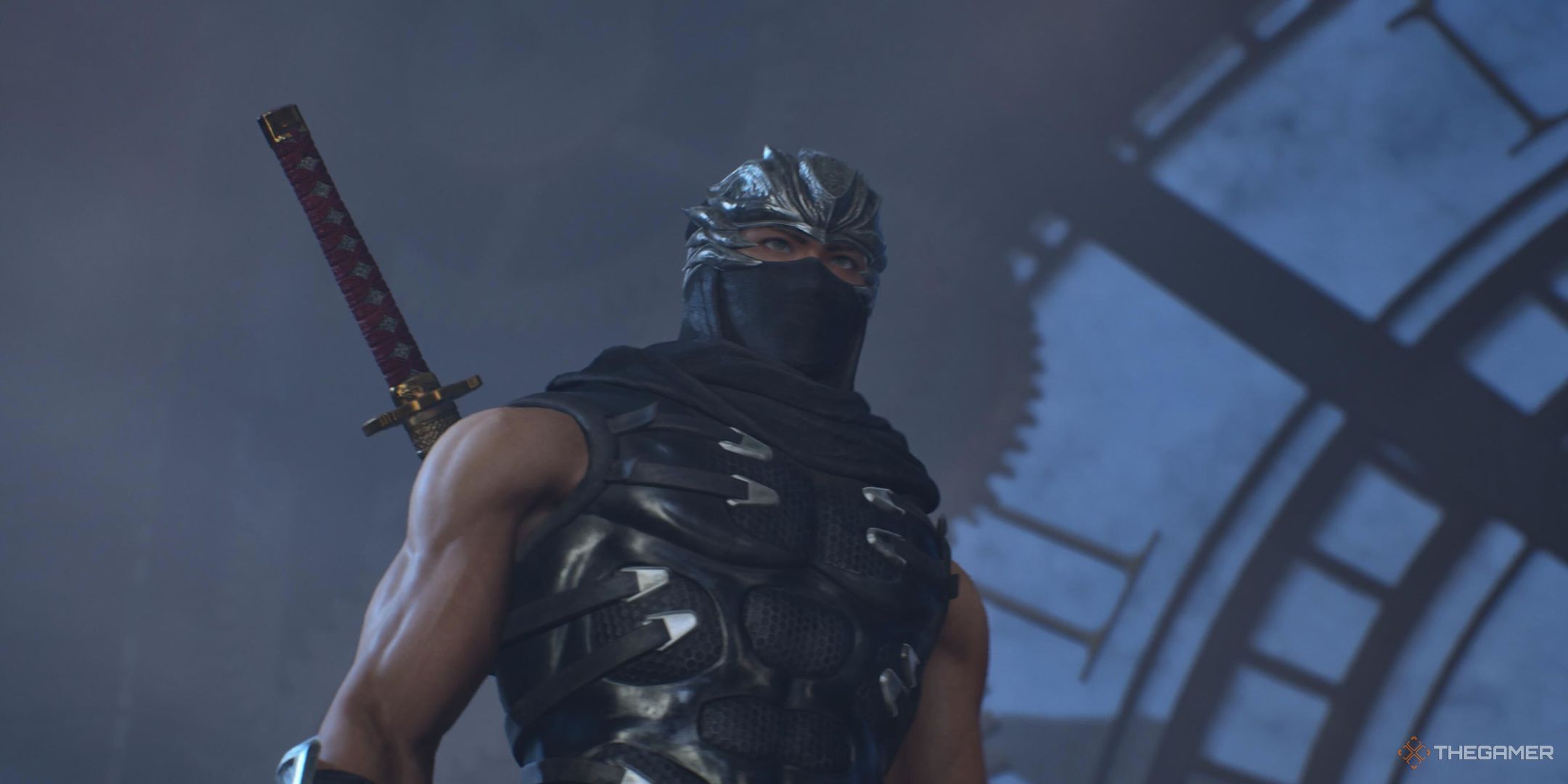 Ryu standing in the clocktower in Ninja Gaiden 2 Black.