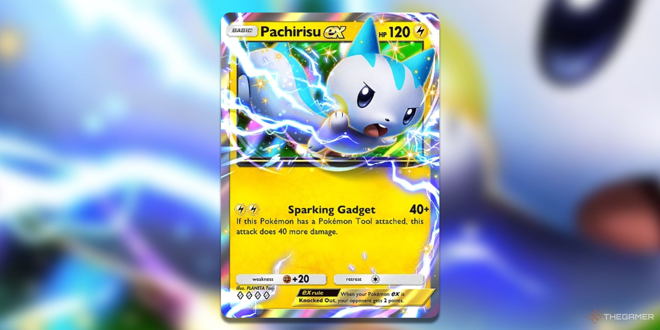 Pachirisu ex Pokemon TCG Pocket Space Time Smackdown Card Art is shown.