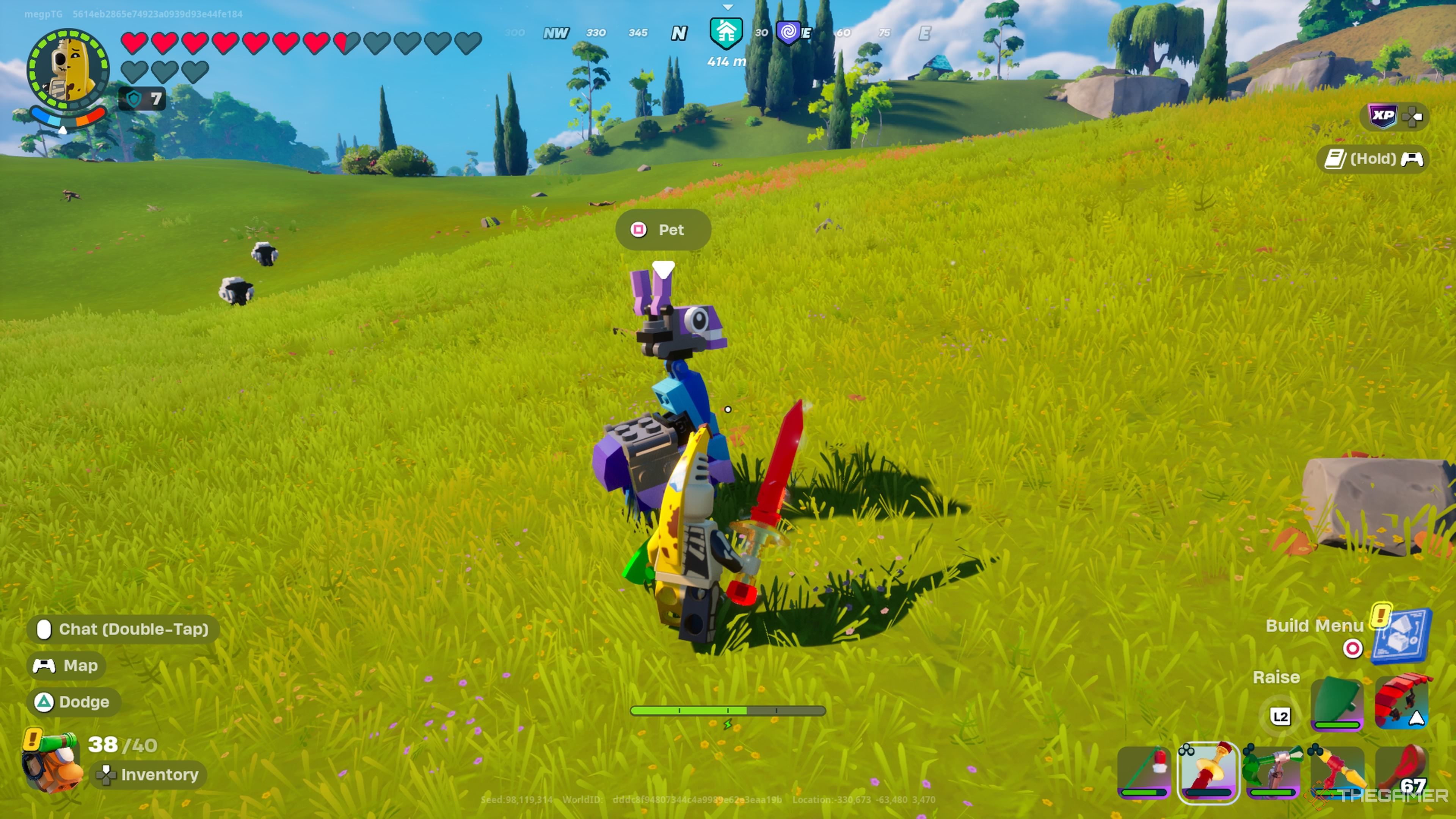 Peely Bones near a Loot Llama in Lego Fortnite Odyssey.