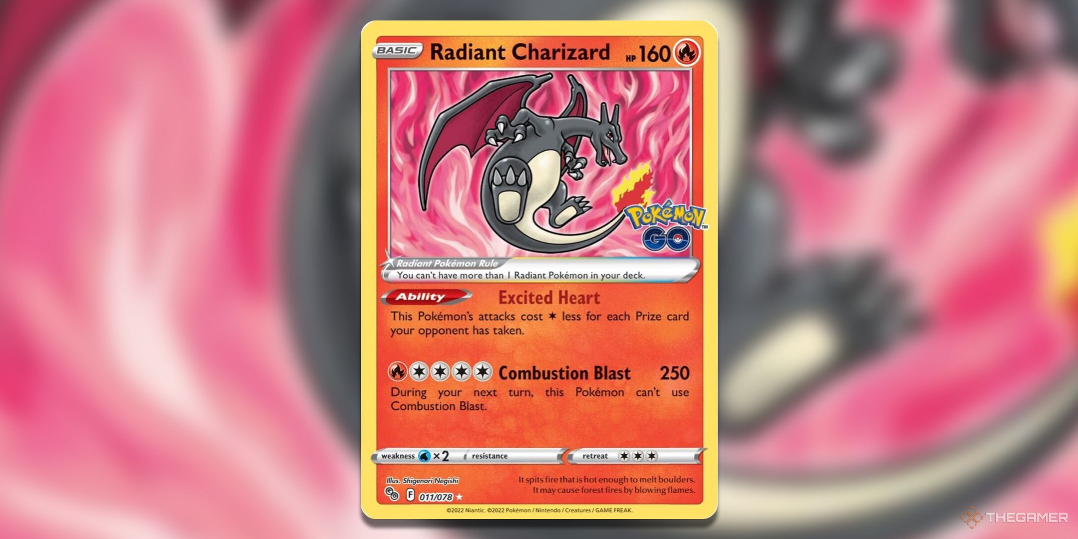 Pokemon Go Radiant Charizard Pokemon TCG card art.