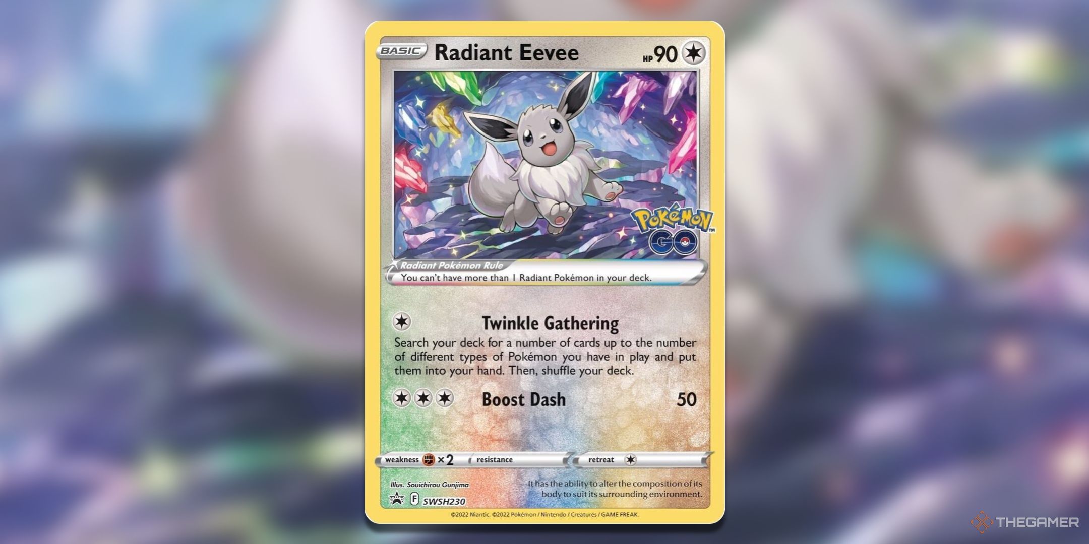 Radiant Eevee Promo Pokemon TCG card art.