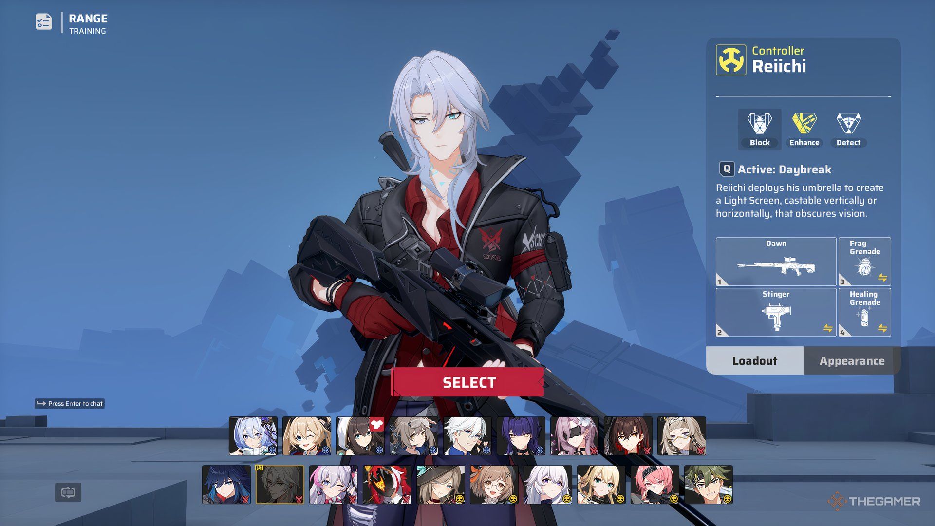 Reiichi in Strinova&rsquo;s Agent select menu.
