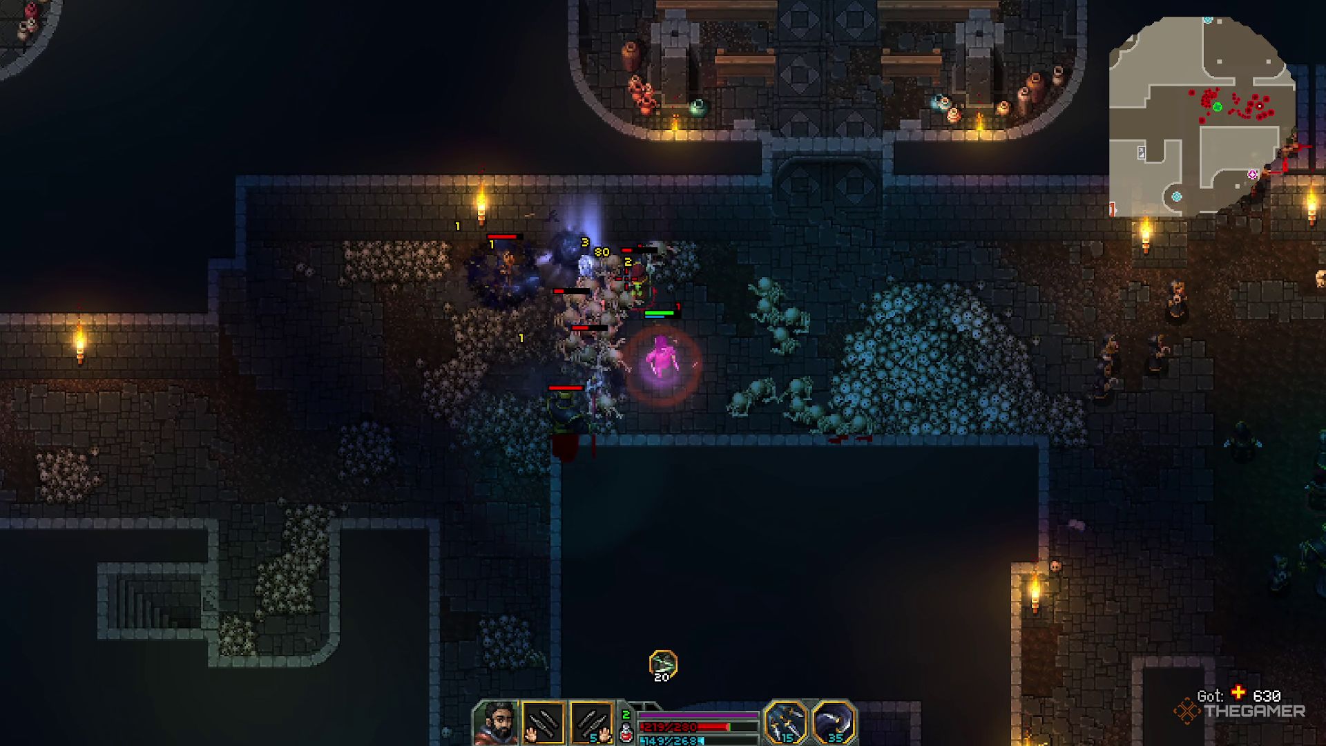 A Rogue fighting undead enemies in Heroes of Hammerwatch 2.