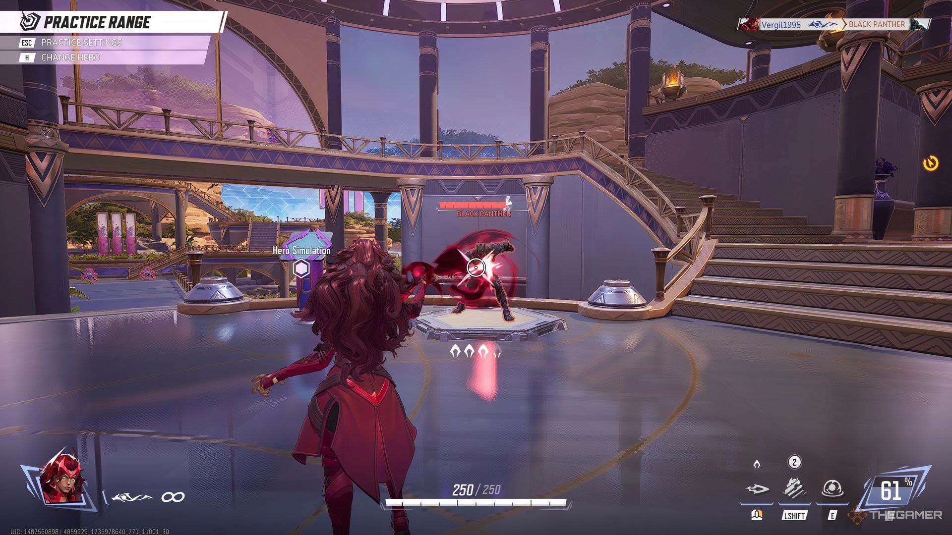 Scarlet Witch using sustained damage on Marvel Rivals.