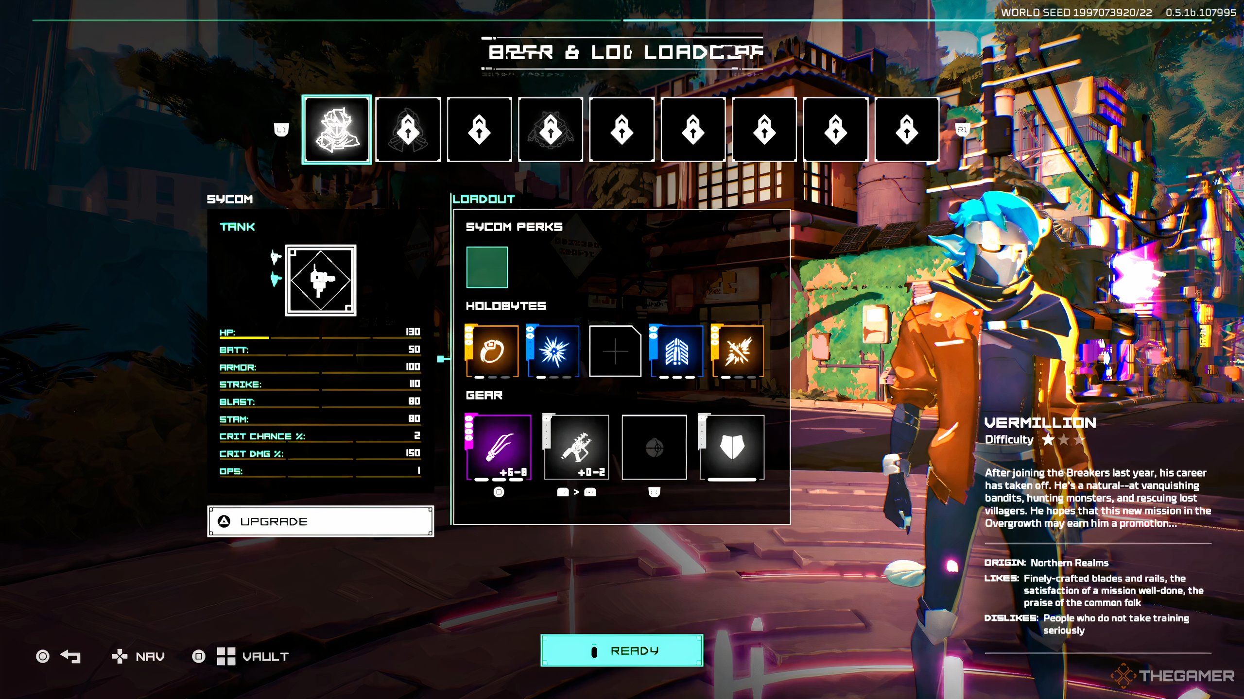 Hyper Light Breaker&rsquo;s UI Loadout screen showing various items and stats with different powerups.