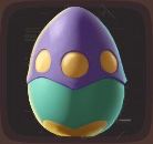 Teal egg with purple top and gold markings in Luma Island.
