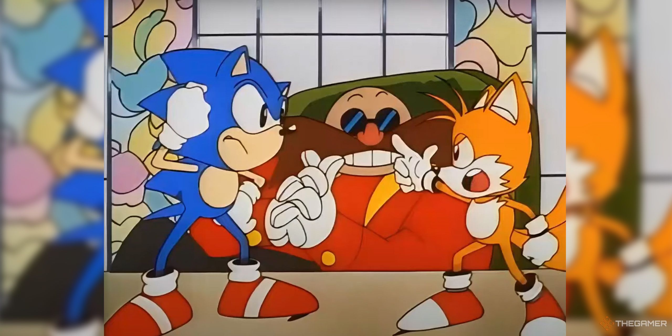 Sonic and Tails yelling at Robotnik in the president's office from the Sonic OVA.