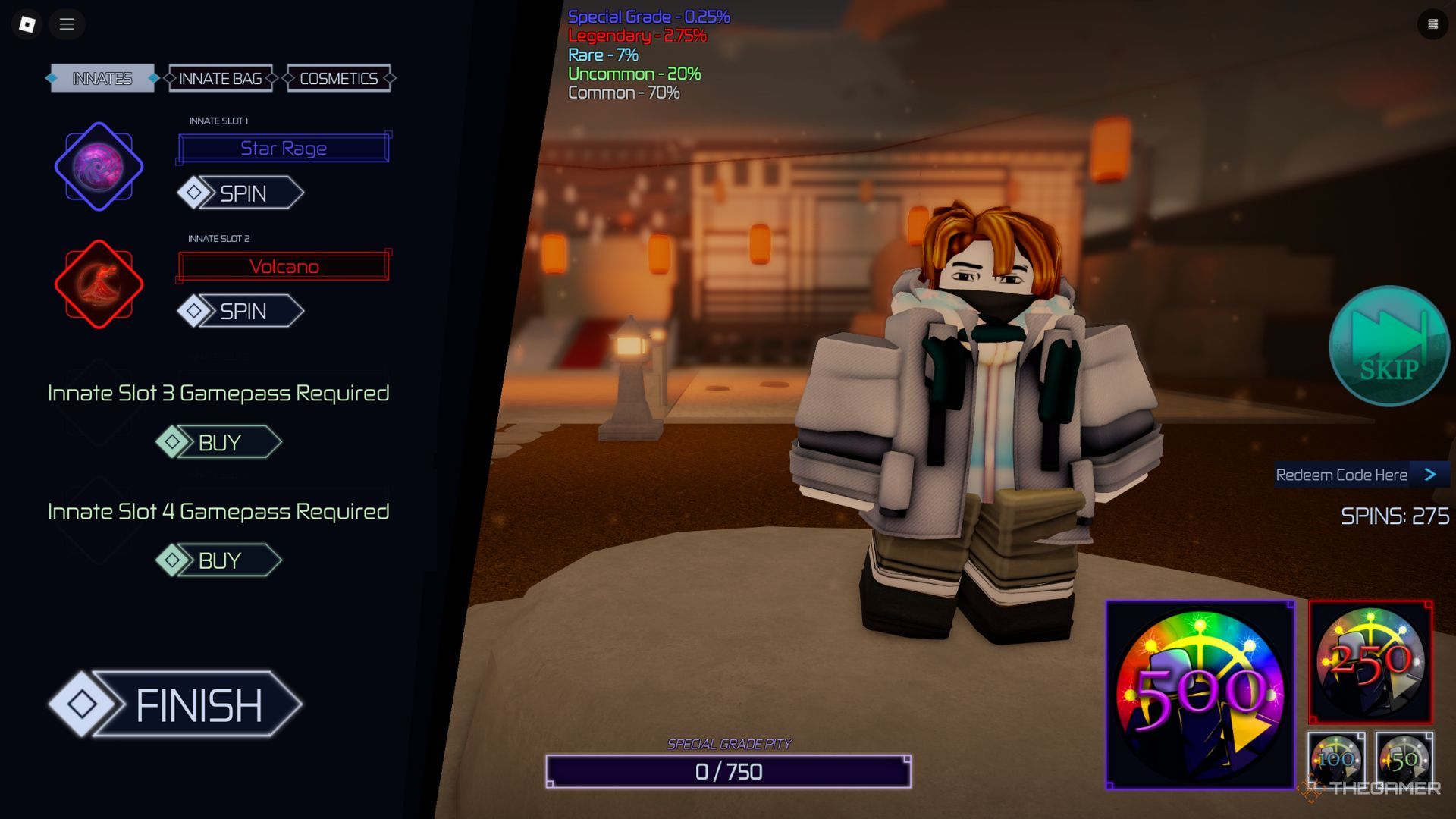 A hub where Roblox players can spin new abilities and redeem codes in Jujutsu Infinite.