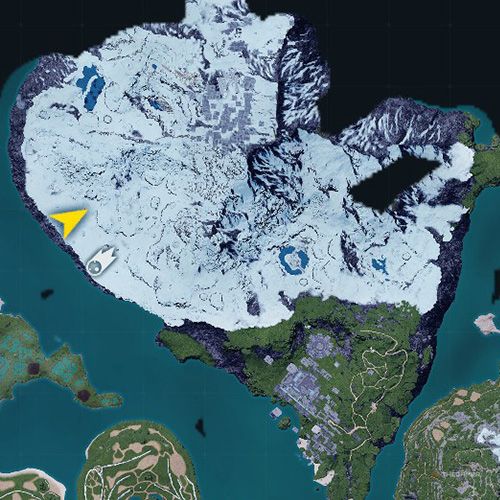The Astral Mountains location is displayed on the map in Palworld