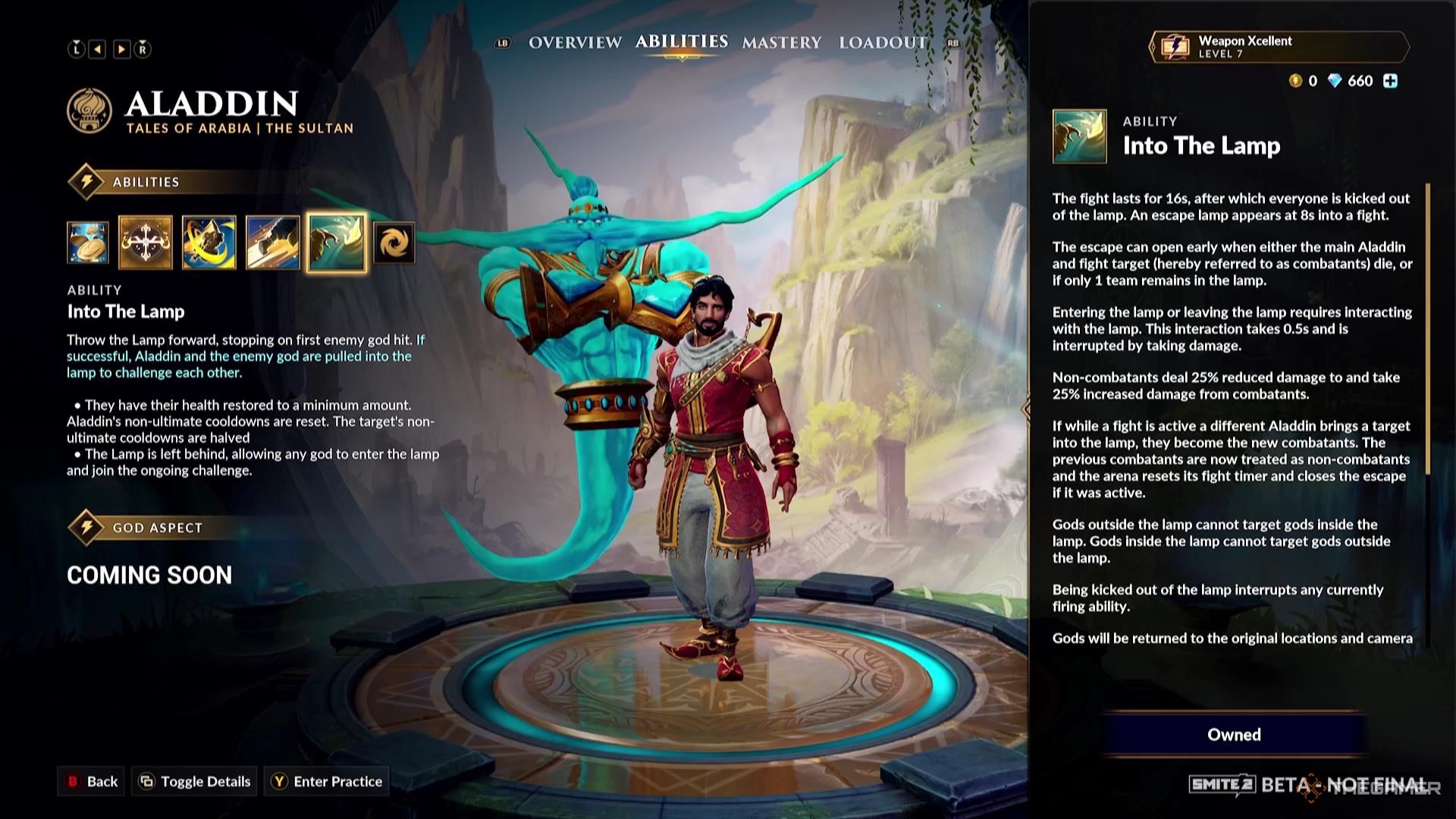توضیحات توانایی لامپ برای علاءالدین در Smite 2.