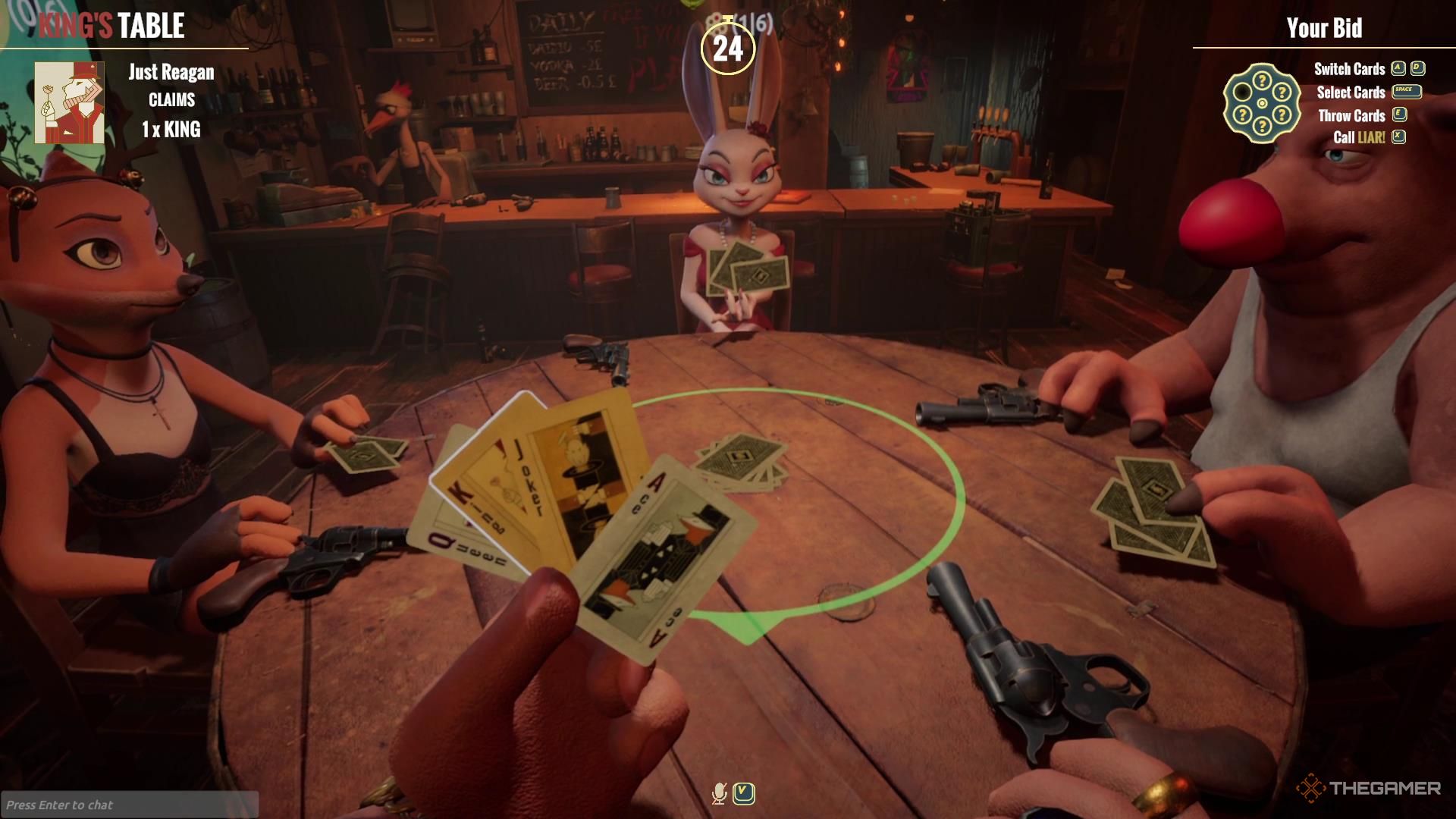 The player plays a King and a Joker in Liar's Deck.