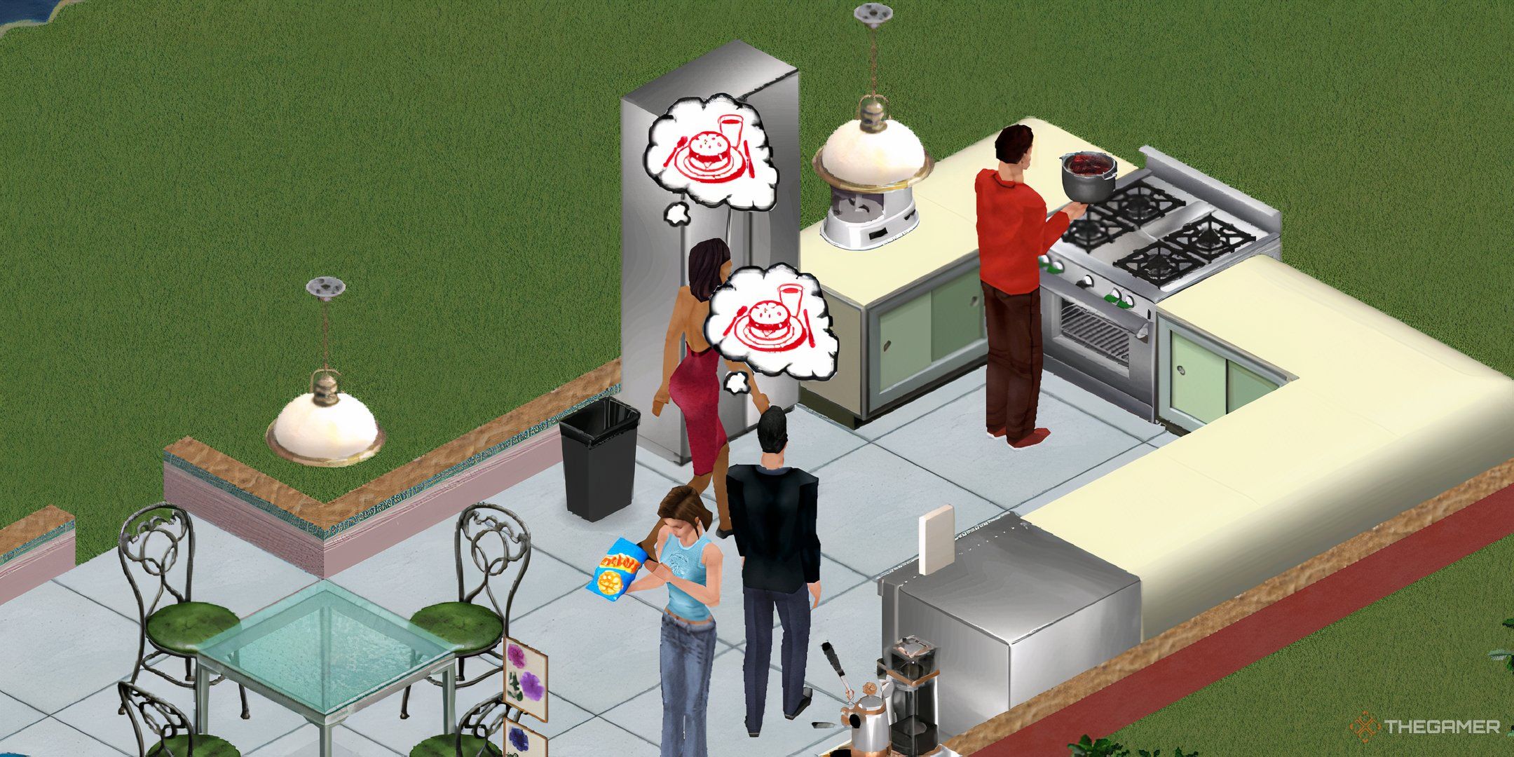 Cook the Sims 1 goths in another Sims kitchen.