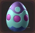 Multicolored egg with a dark blue bottom, teal middle, and purple top in Luma Island.
