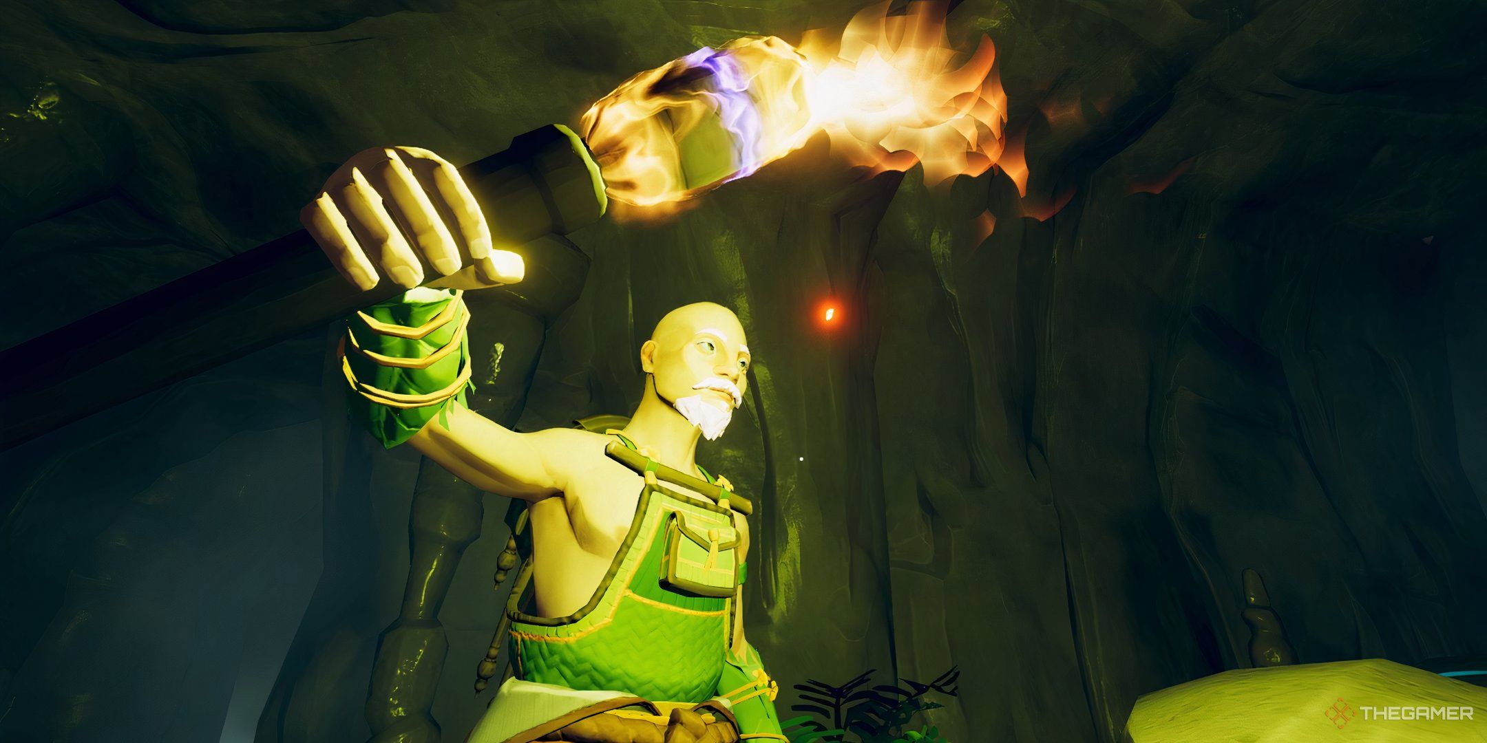 The image shows the player holding a torch in Aloft.