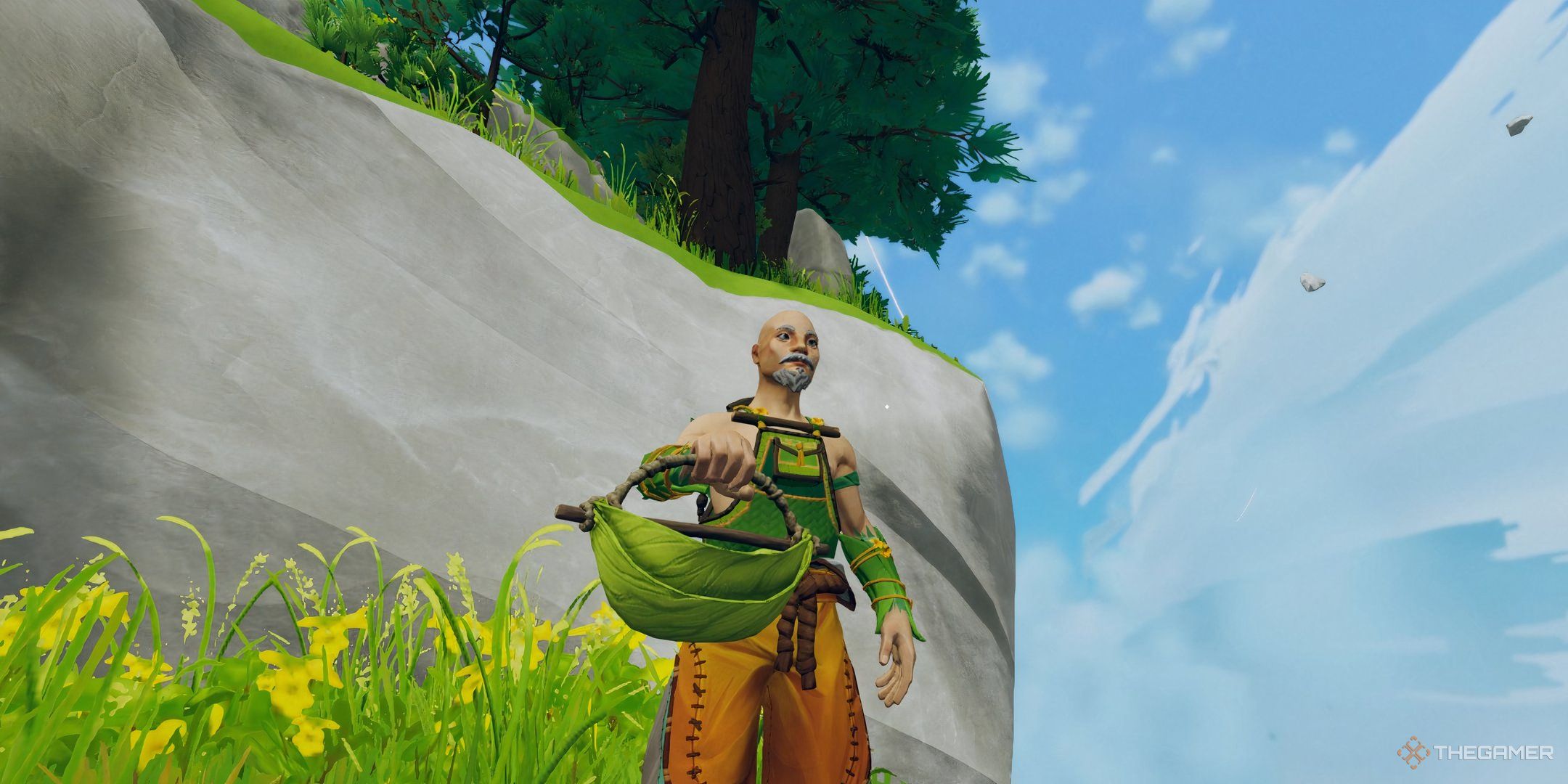 The image shows the player holding a Leaf Bucket in Aloft.