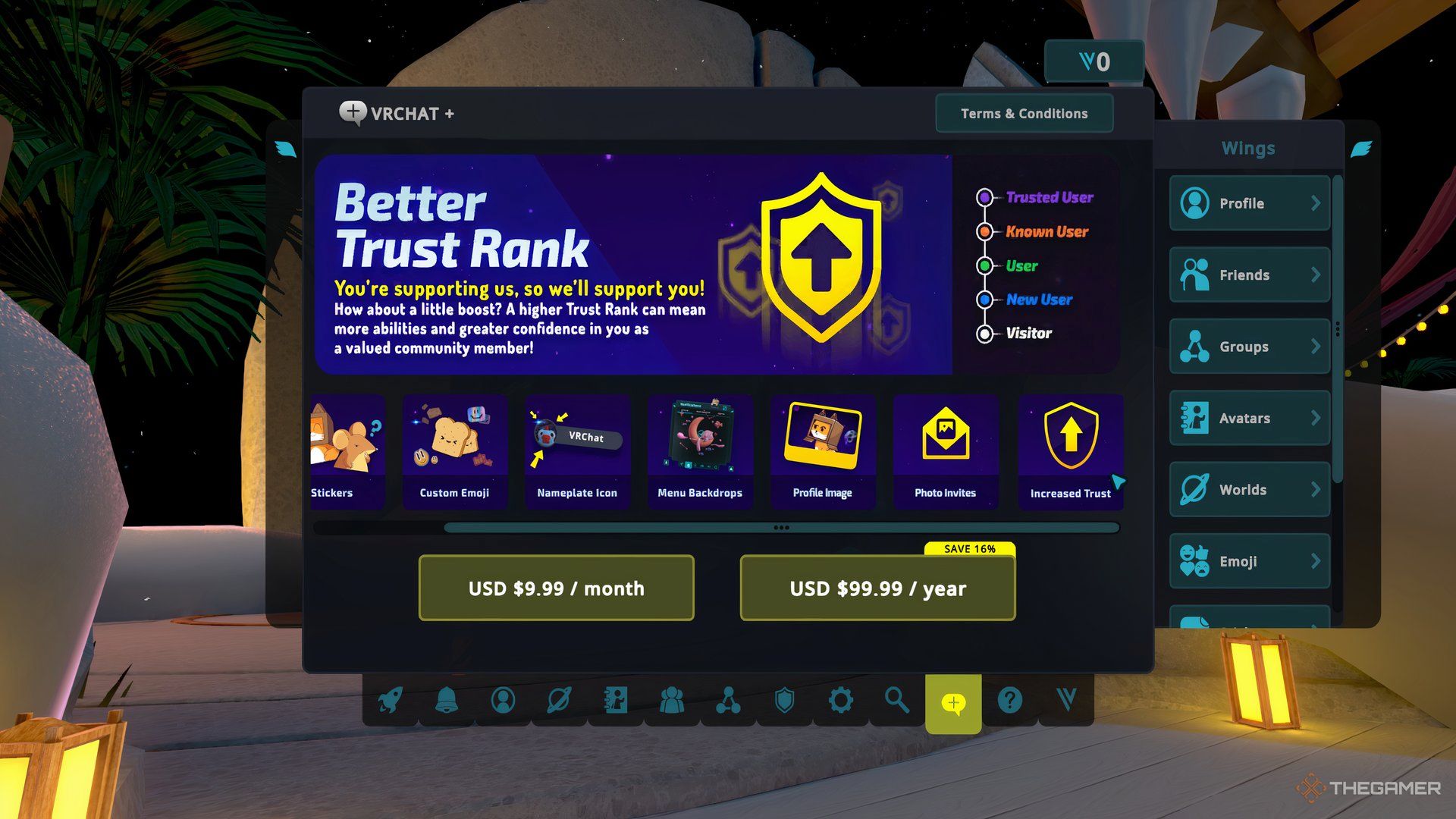 VRChat&rsquo;s Better Trust Rank page under the VRChat+ subscription in the menu.