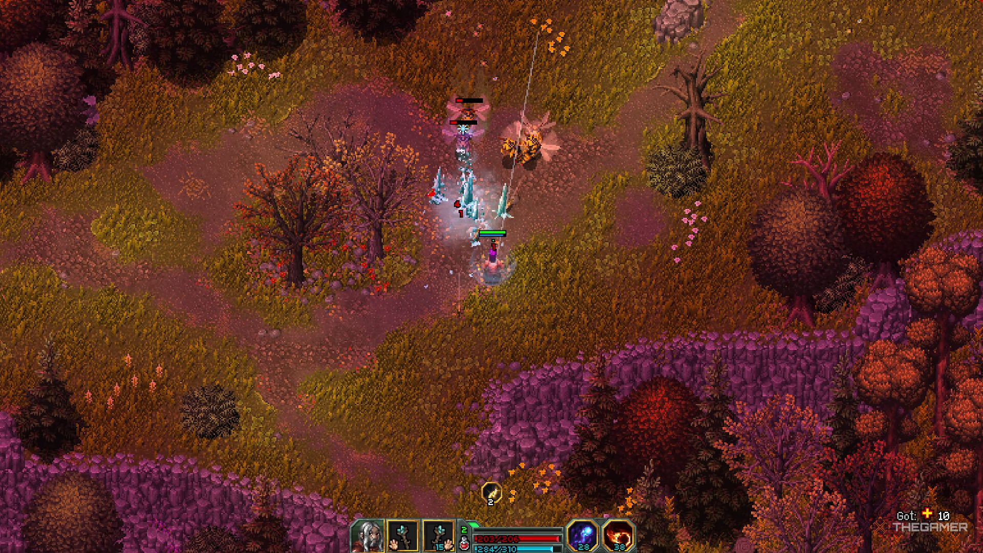 A Wizard summoning ice shards in Heroes of Hammerwatch 2.