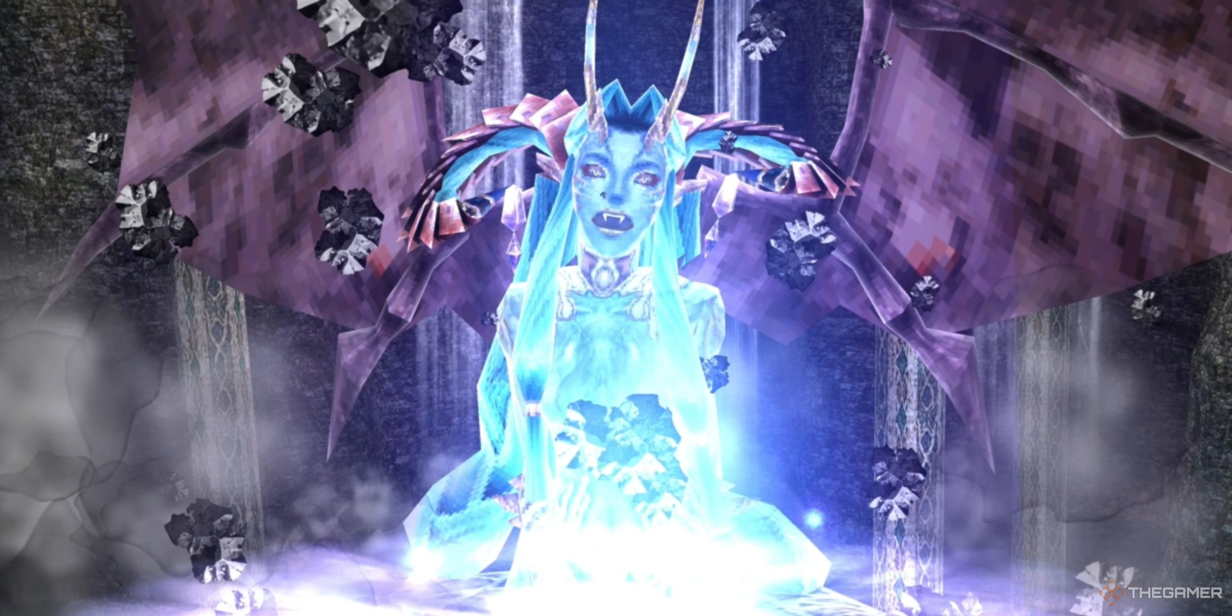 Ellefale, The Azure Queen of Death, breaking out of her stone prison in Ys Memoire: The Oath in Felghana.