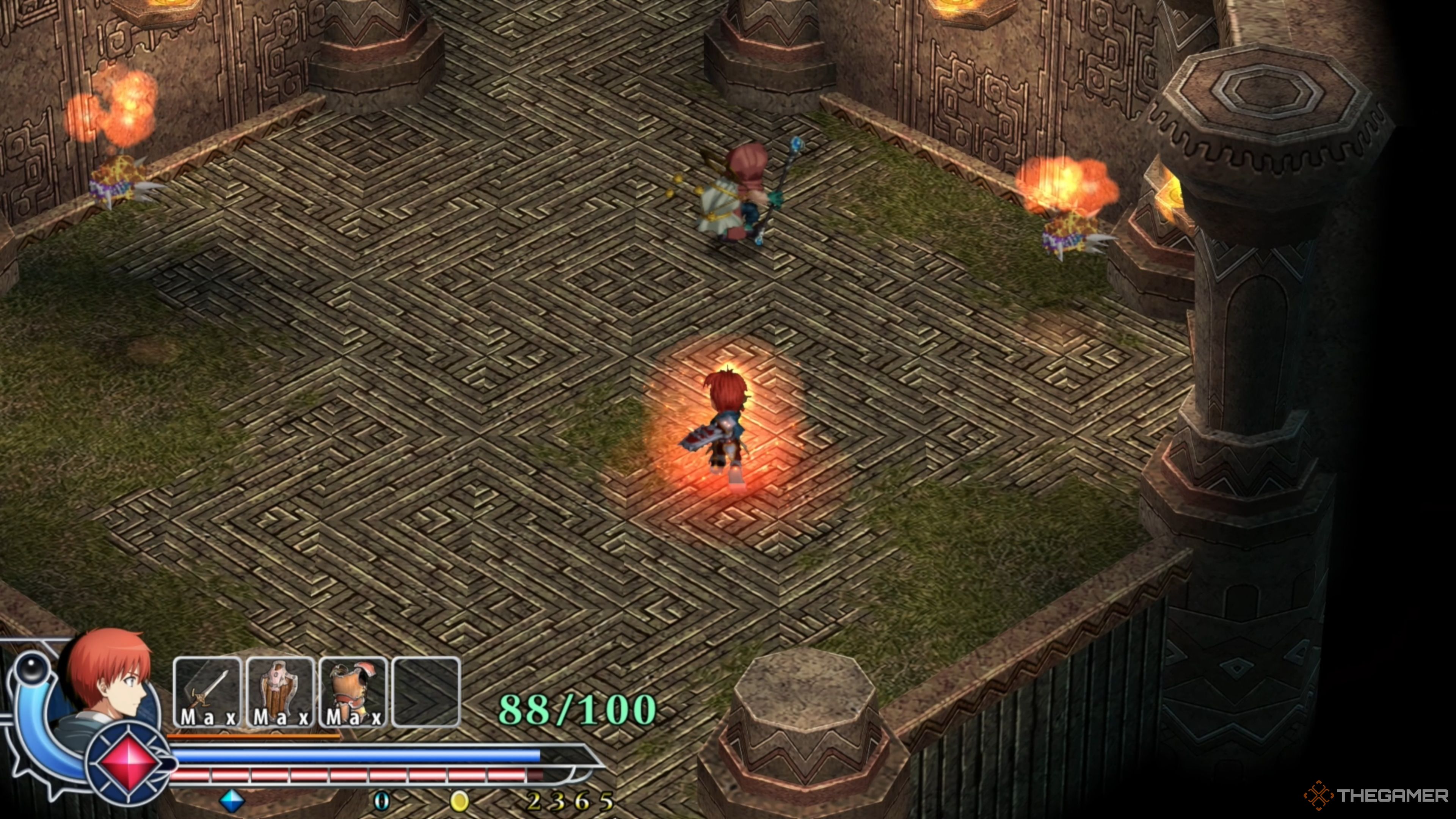 Addol approaching a Seean and a pair of Eagers within the Illburns Ruins in Ys Memoire: The Oath in Felghana.