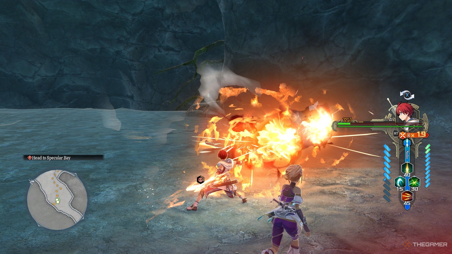 Adol با استفاده از Flare Lancer در YS X: Nordics.
