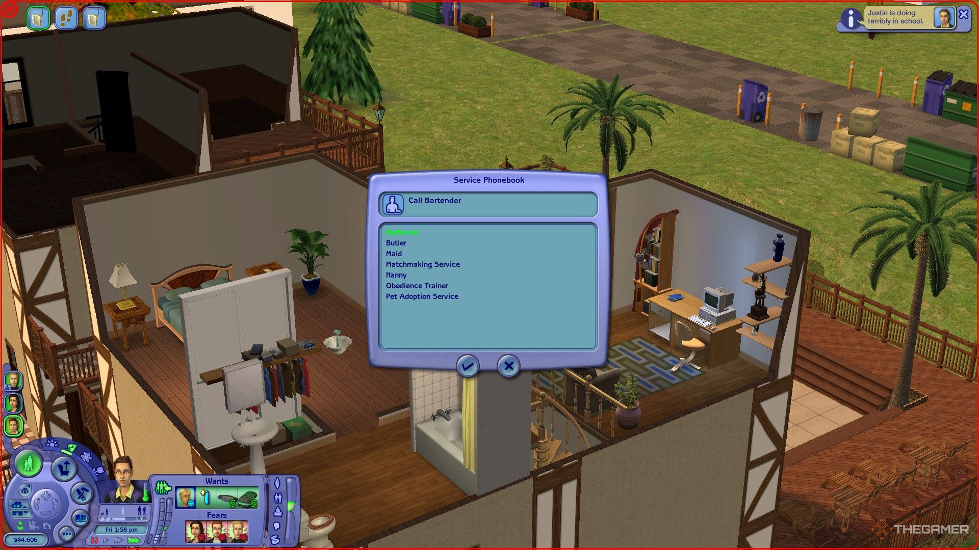 The services available in an apartment are shown in The Sims 2.