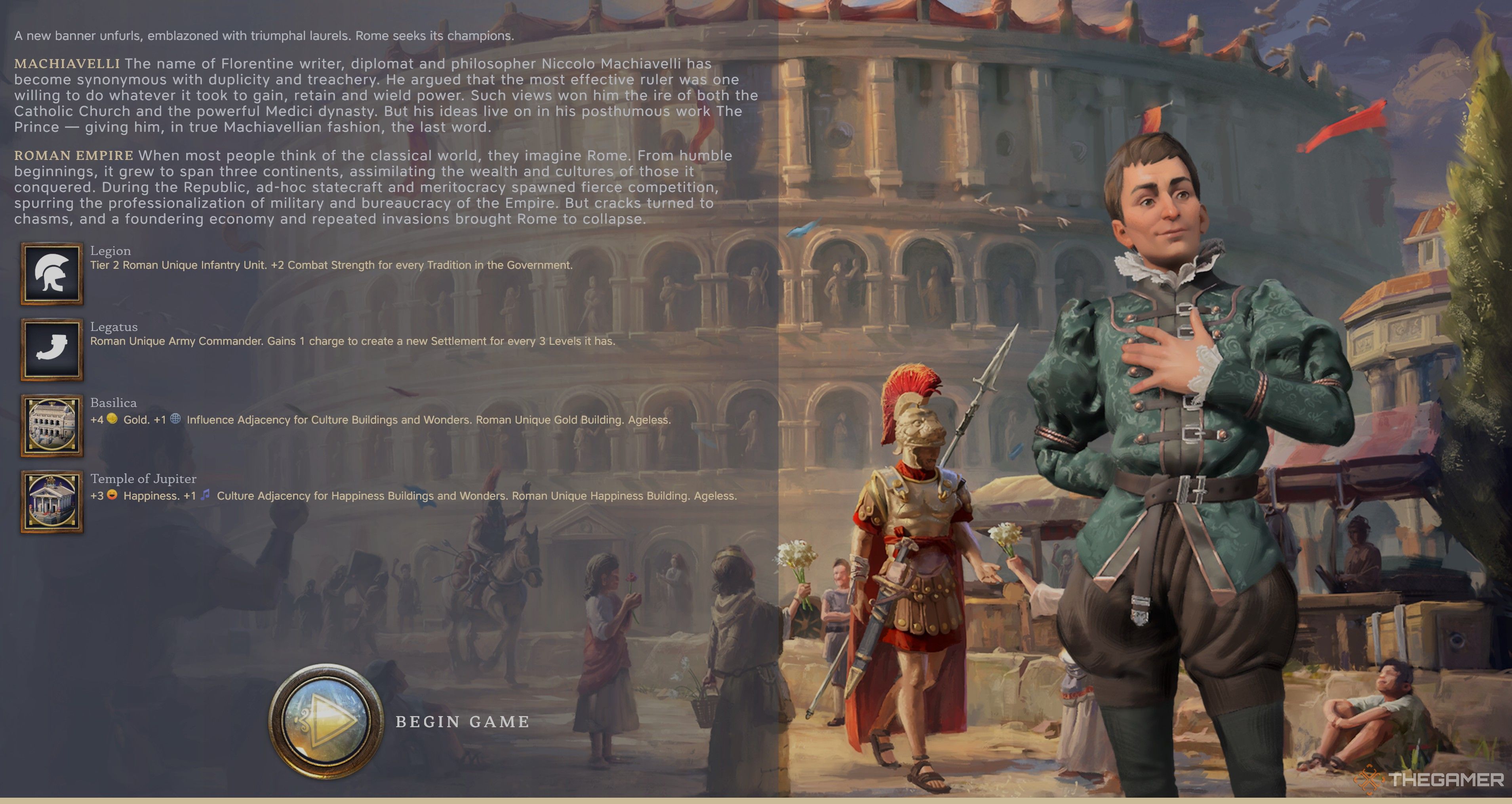 Machiavelli as Rome in Civilization 7