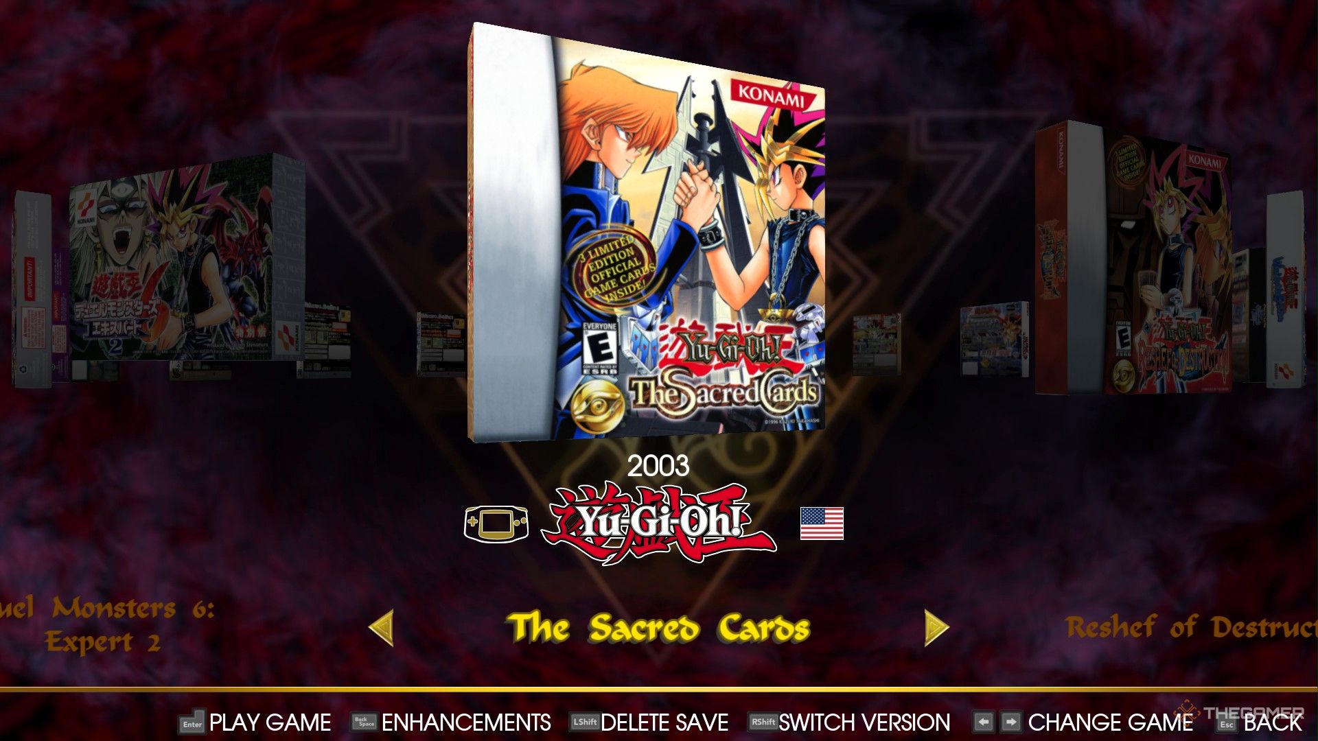 The menu in Yu-Gi-Oh! Early Days Collection.