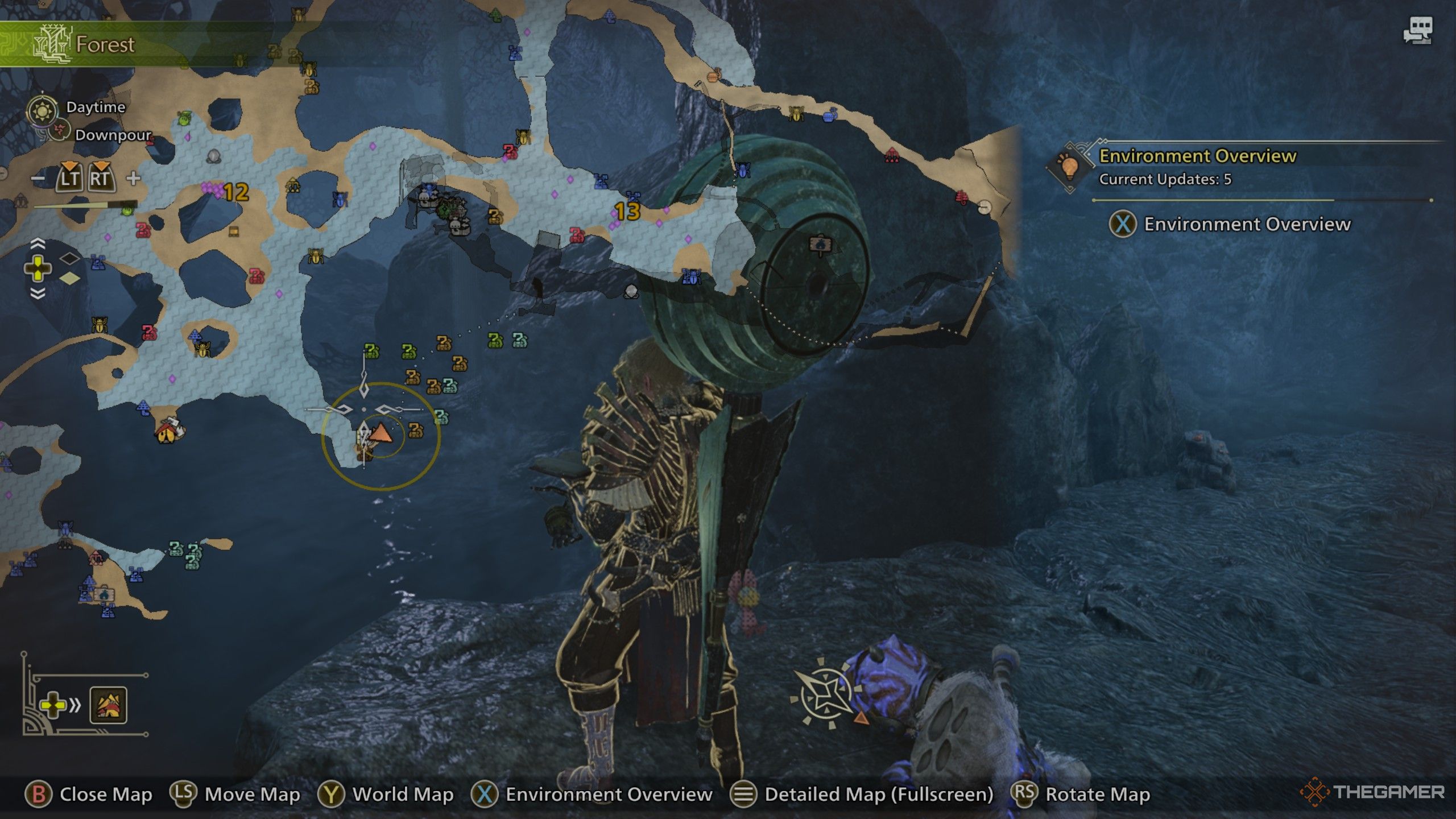 cave in the scarlet forest shown on the in-game map of monster hunter wilds.