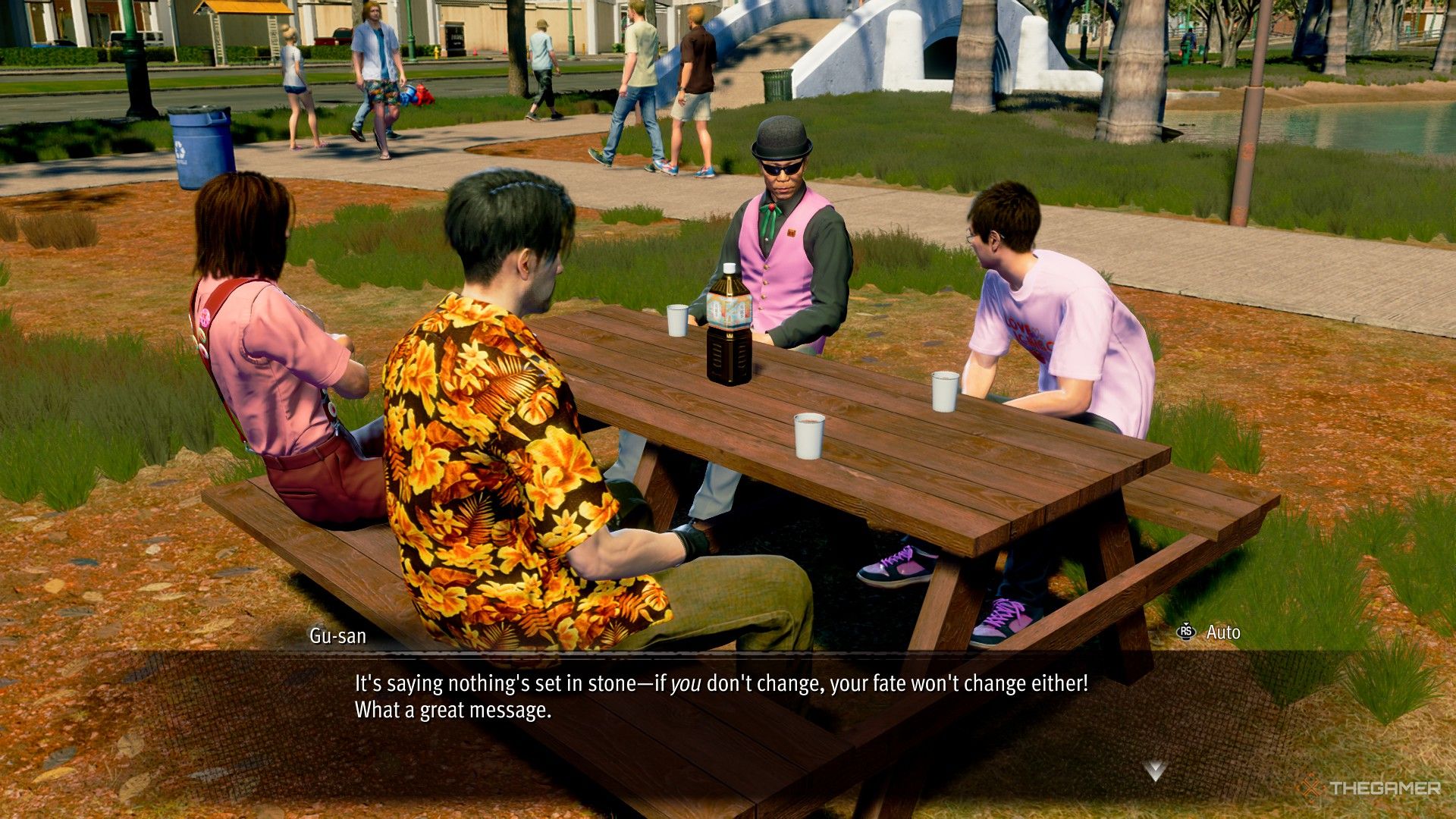 Majima talking to idol's fans in Like A Dragon Pirate Yakuza In Hawaii.