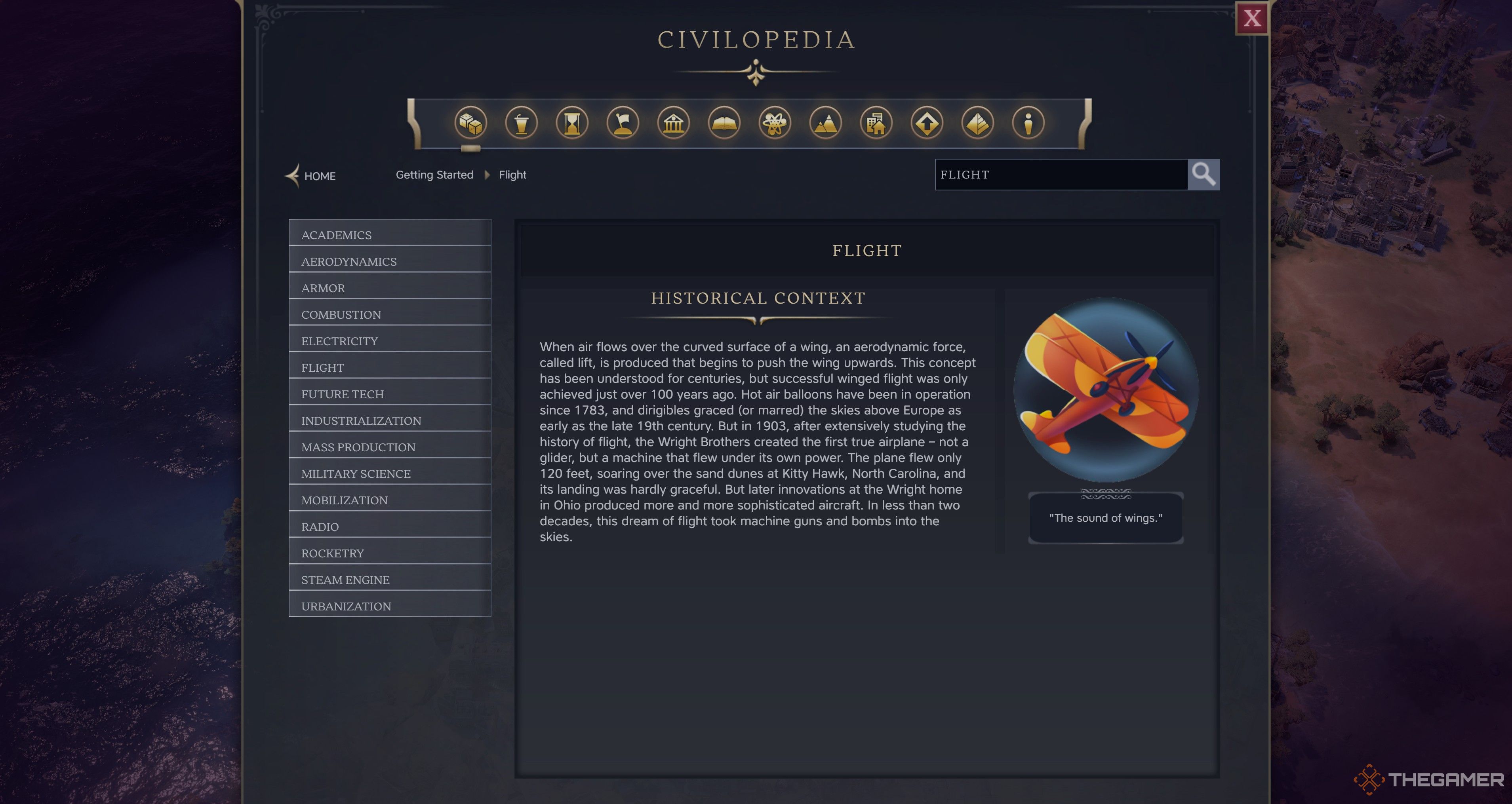 Civilization 7 Civilopedia Flight Tech