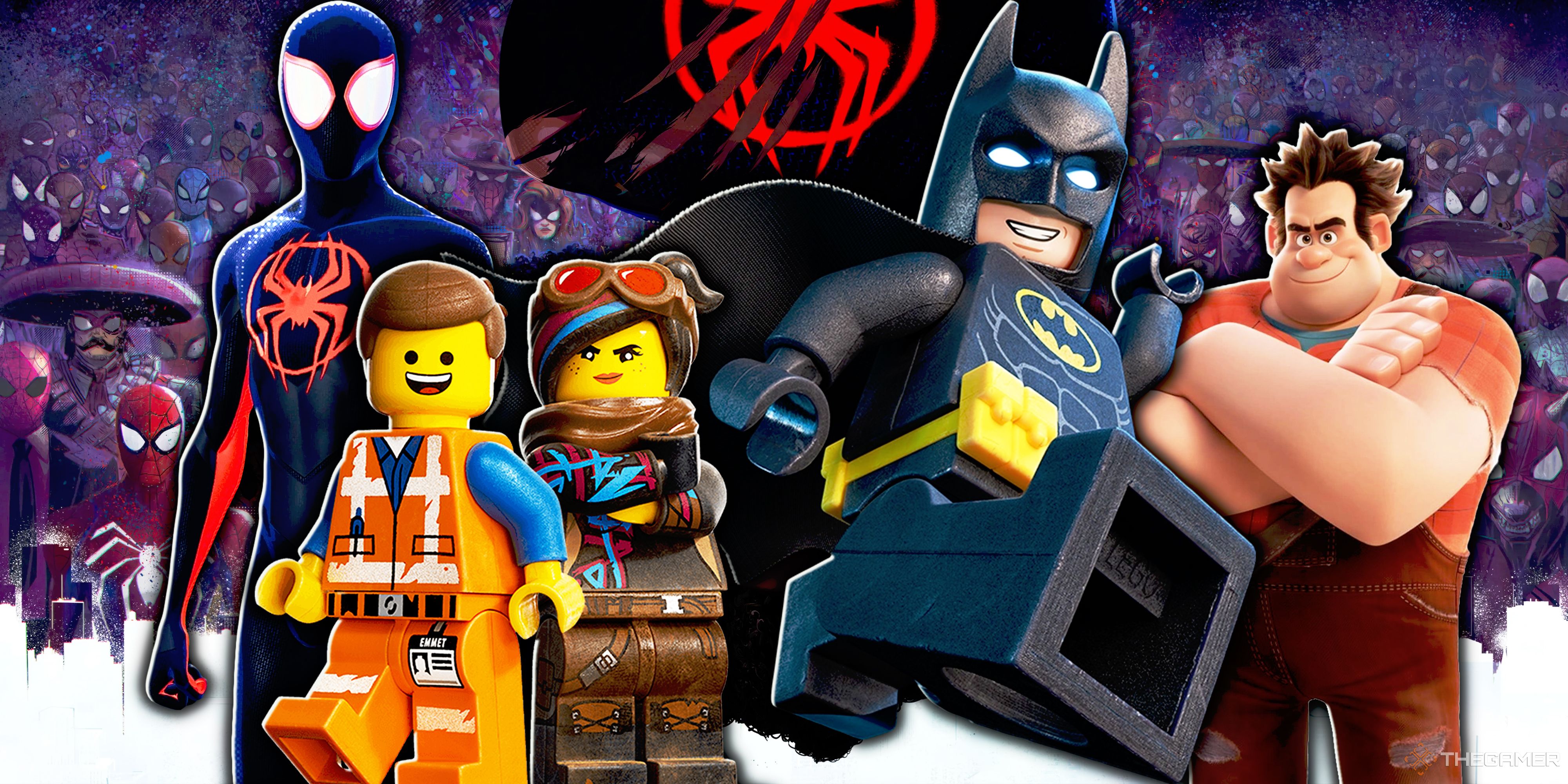 Spider -Man: across the spider, with Lego movie and debris.